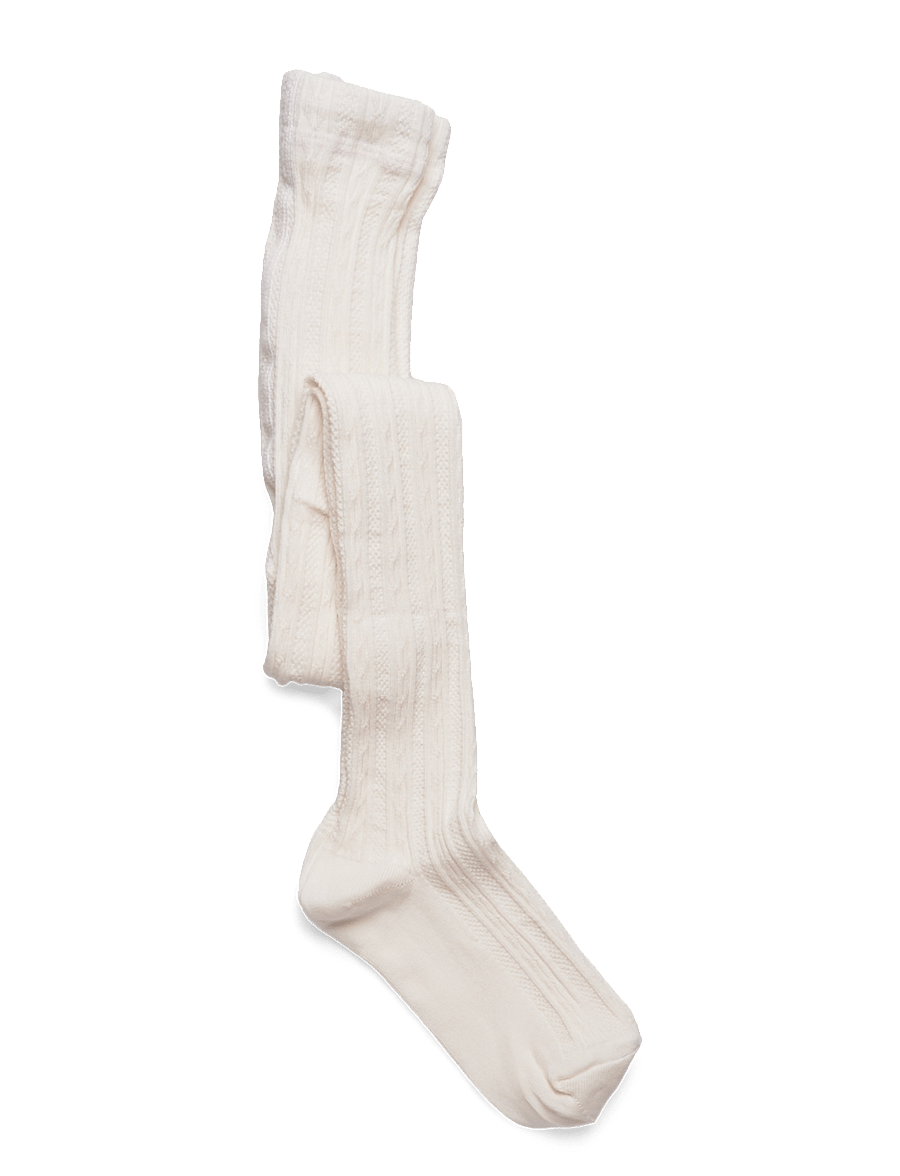 Geggamoja - Cable knitted stockings Offwhite - strumpfhosen - offwhite - 0