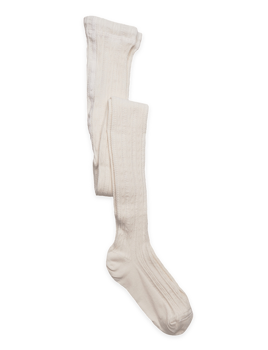 Geggamoja - Cable knitted stockings Offwhite - strumpfhosen - offwhite - 0