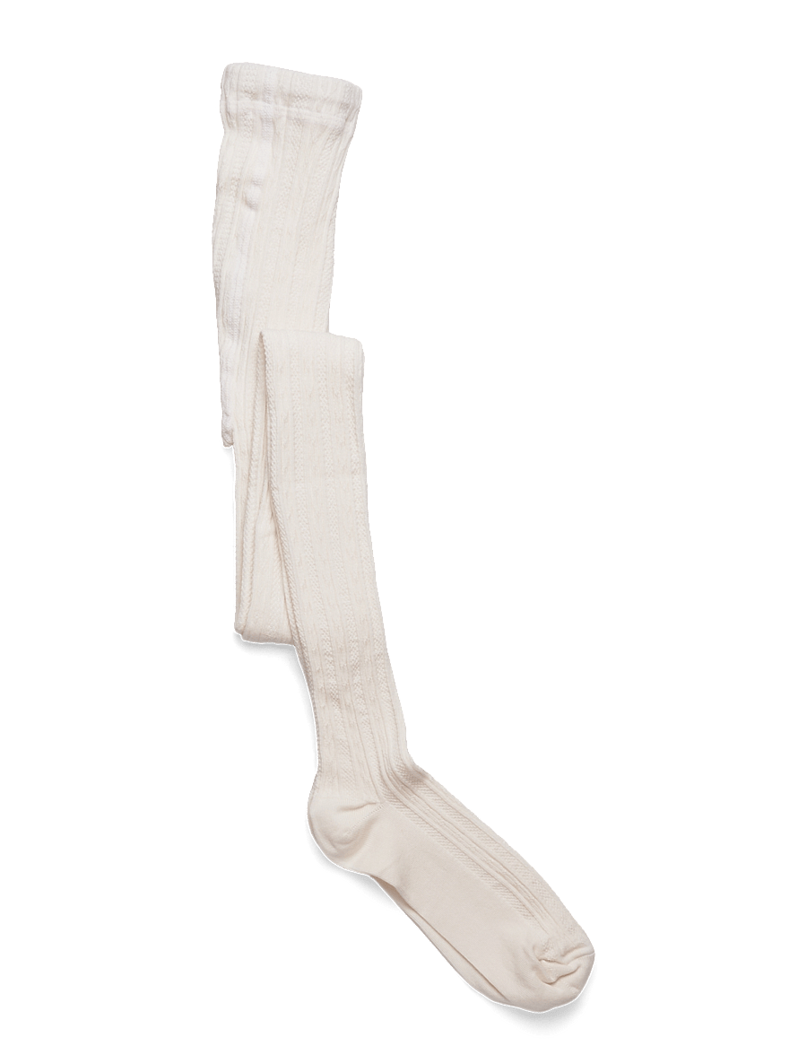 Geggamoja - Cable knitted stockings Offwhite - strumpfhosen - offwhite - 0