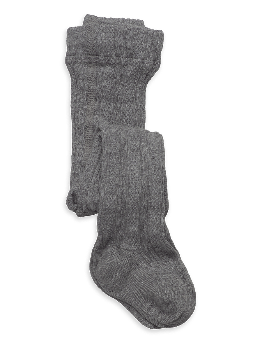 Geggamoja - Cable knitted stockings Grey Melange - panties - grey melange - 0