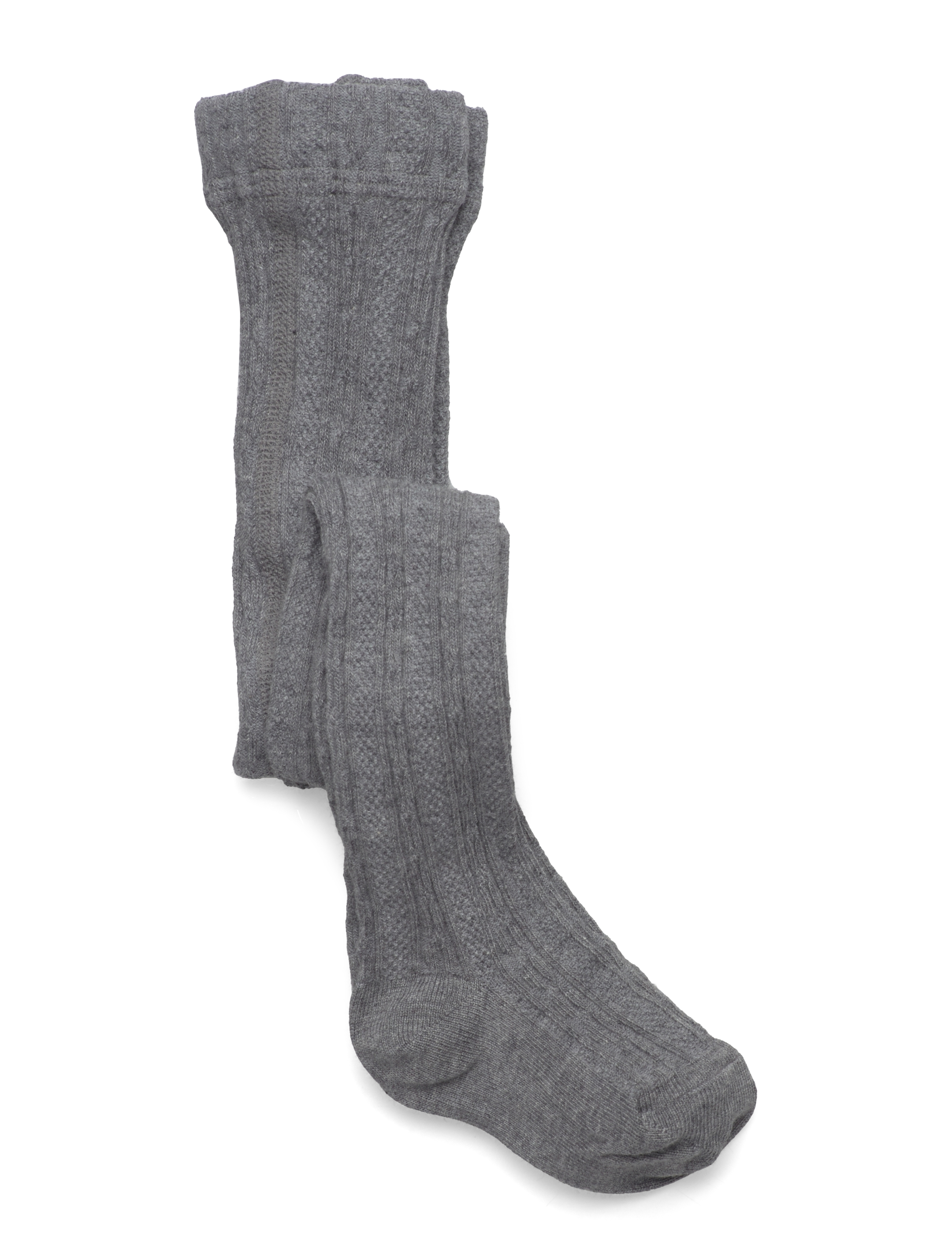 Geggamoja Cable Knitted Stockings Grey Melange, 74-80, Socken & Strumpfhosen, Grau - Tights, Kinder