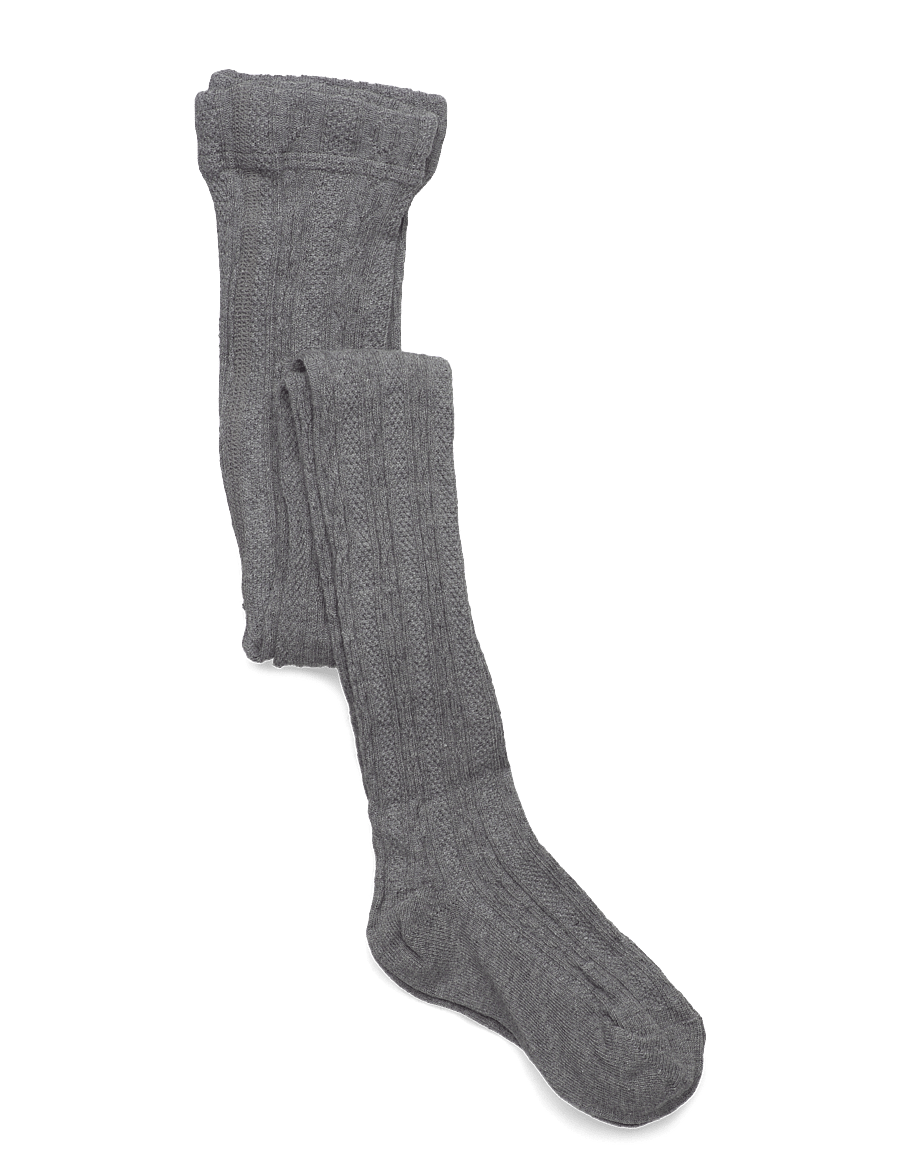 Geggamoja - Cable knitted stockings Grey Melange - strumpfhosen - grey melange - 0