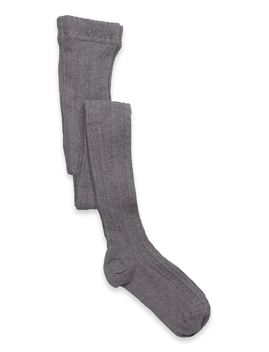 Geggamoja - Cable knitted stockings Grey Melange - panties - grey melange - 0