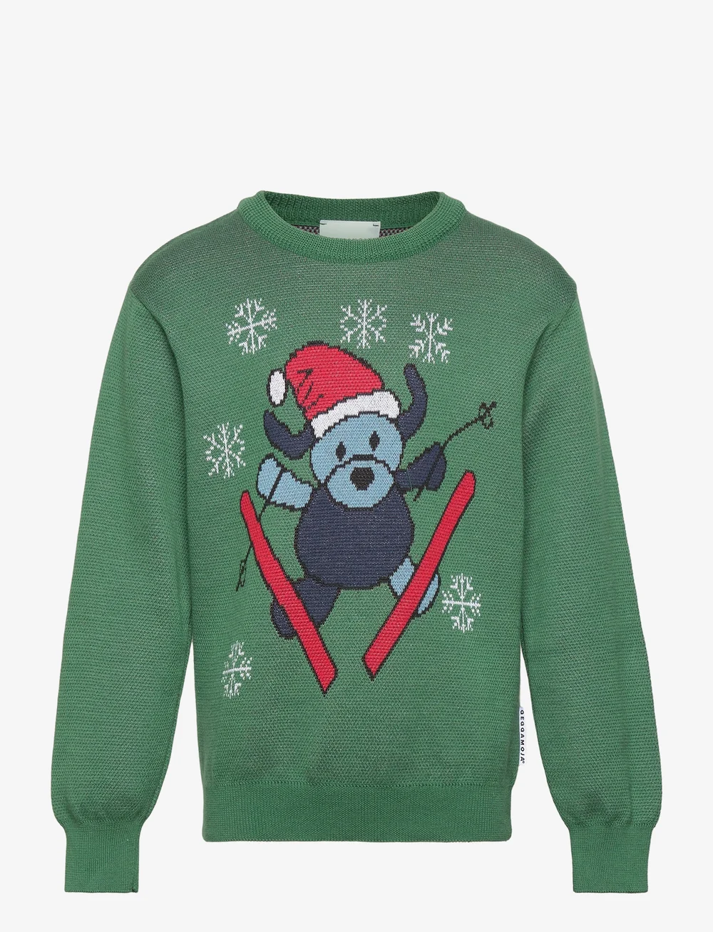 Geggamoja - Knitted crew neck sweater Mossgreen - sweatshirts - grey melange - 0
