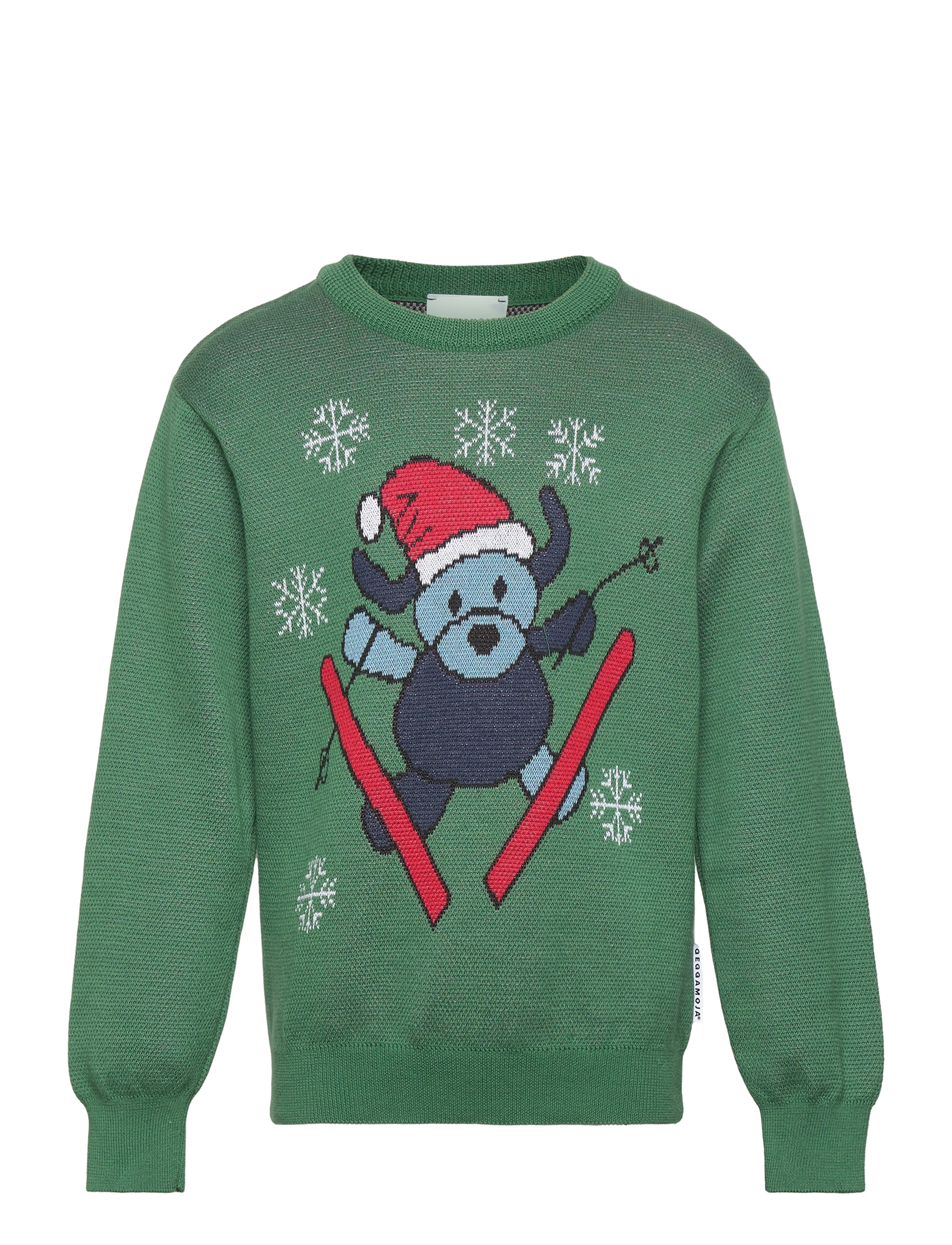 Geggamoja Knitted crew neck sweater Mossgreen - Kläder - GREY MELANGE / green