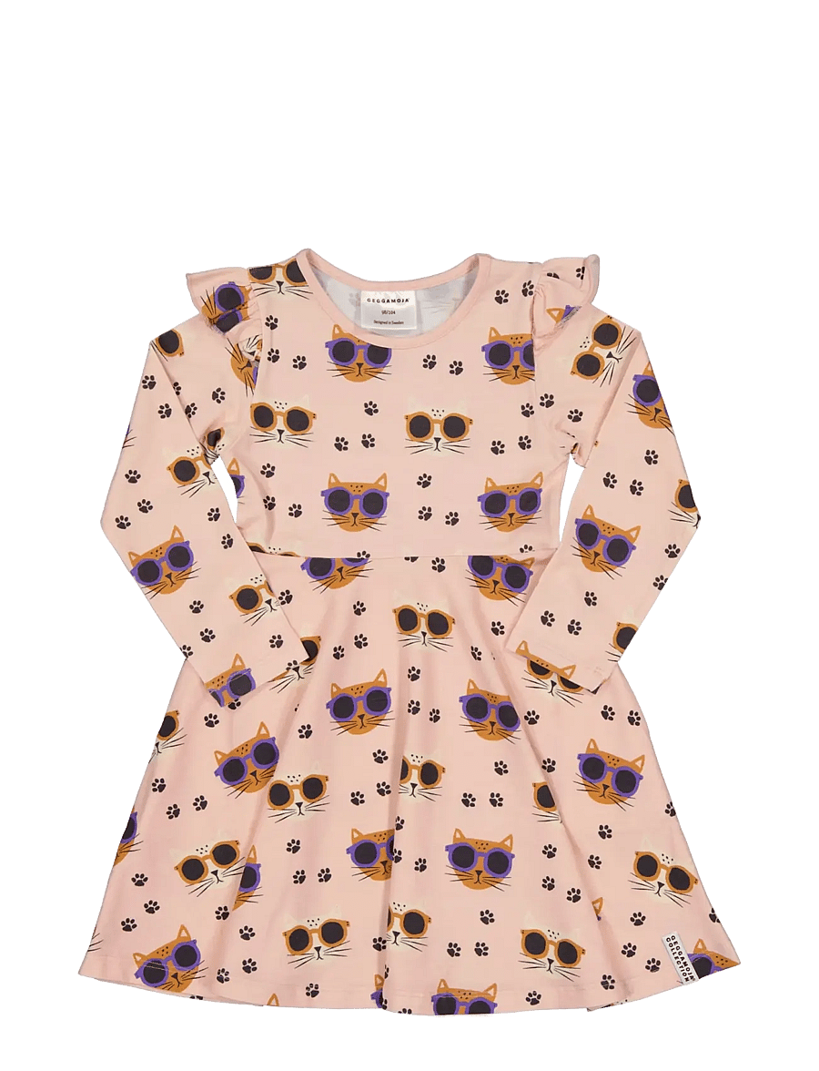 Geggamoja - Bamboo Flared dress - cool cats - 0