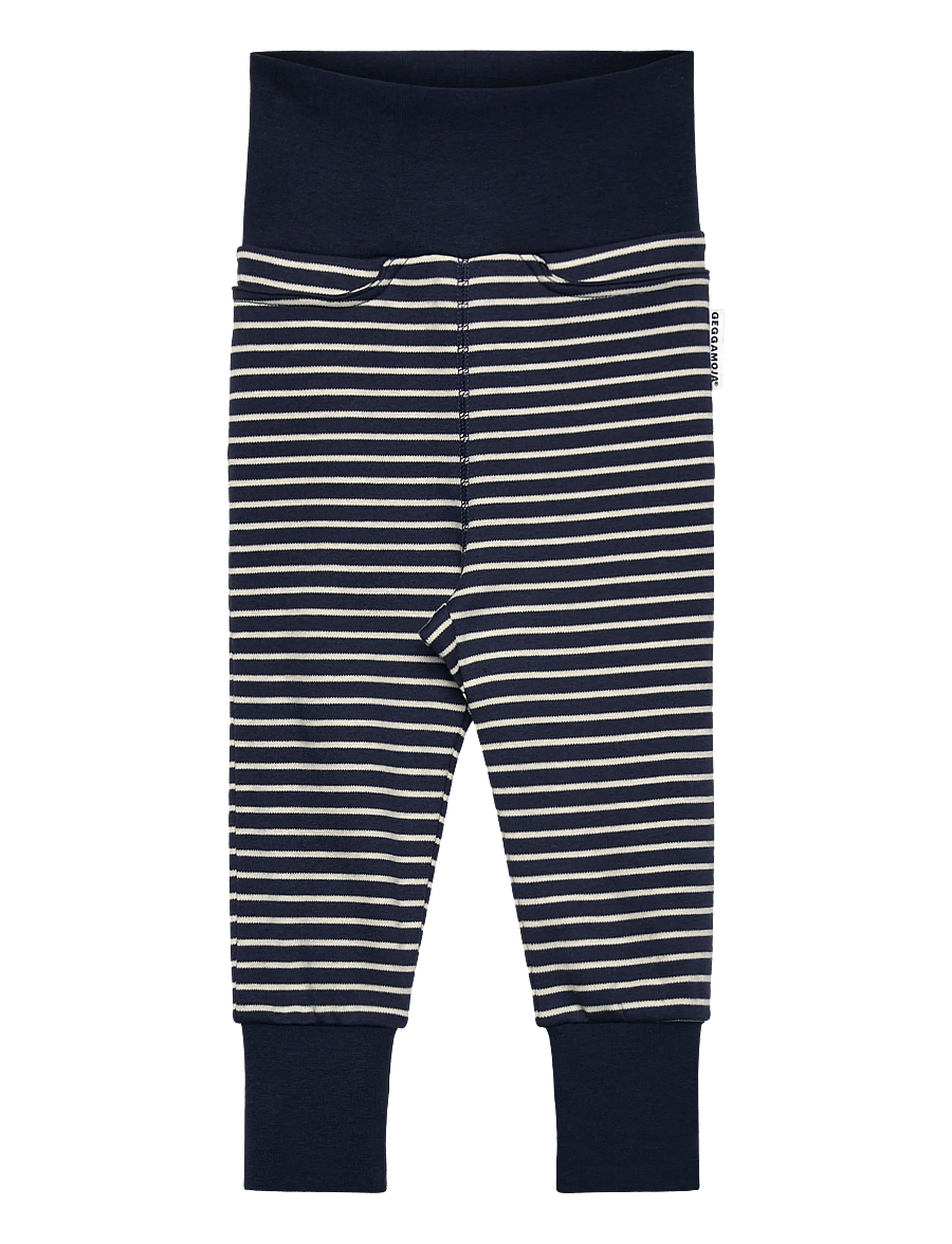 Geggamoja - Baby pants Navy beige stripe - leggings - navy - 0