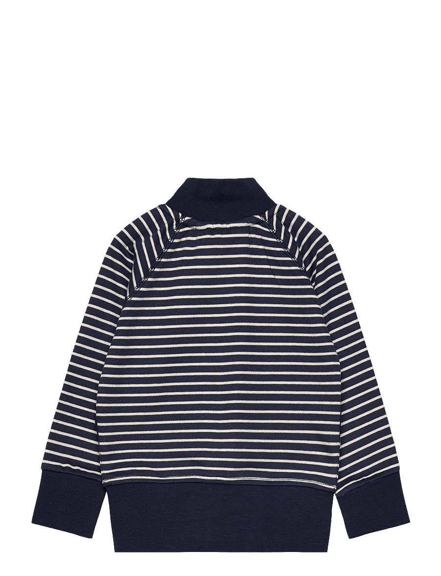Geggamoja - Zip sweater Navy beige stripe - sweatshirts - beige - 1
