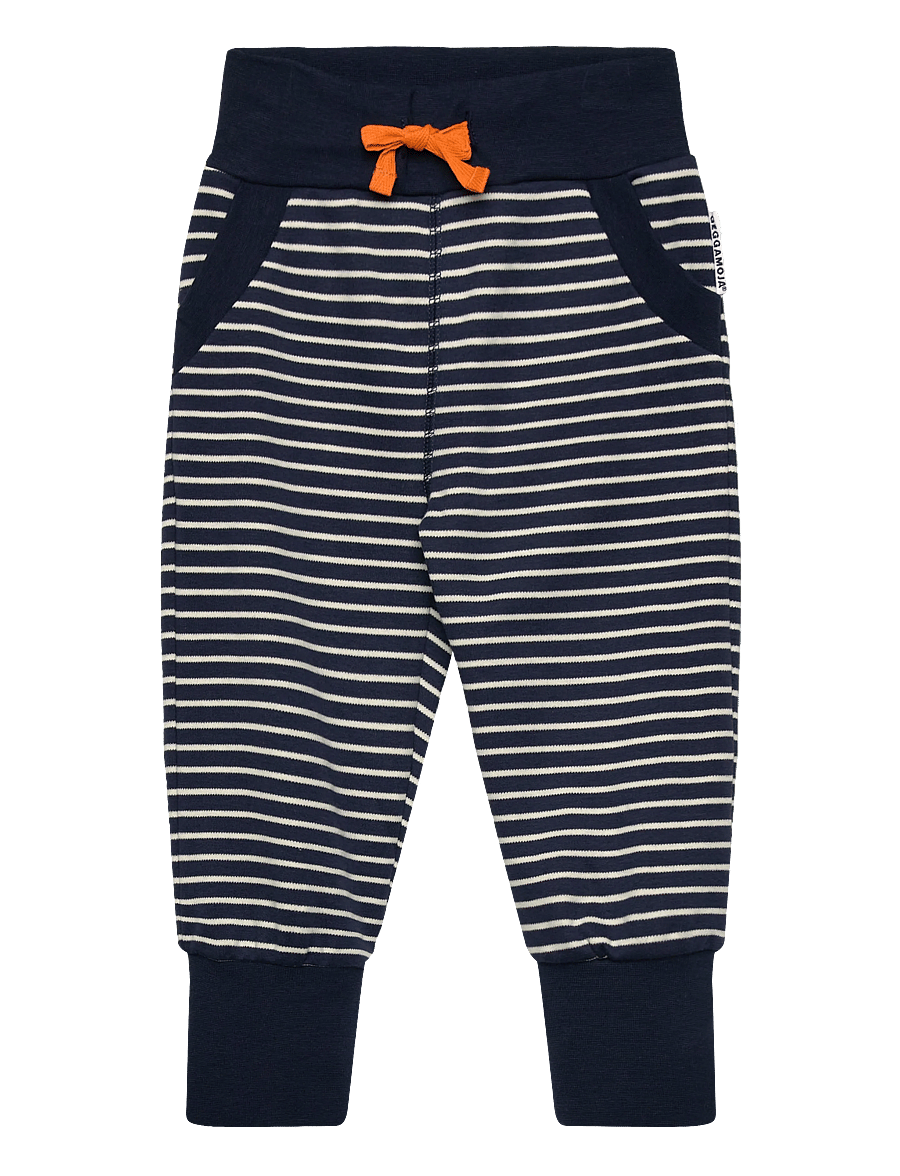 Geggamoja - Long pants Navy beige stripe - mjukisbyxor - navy - 0