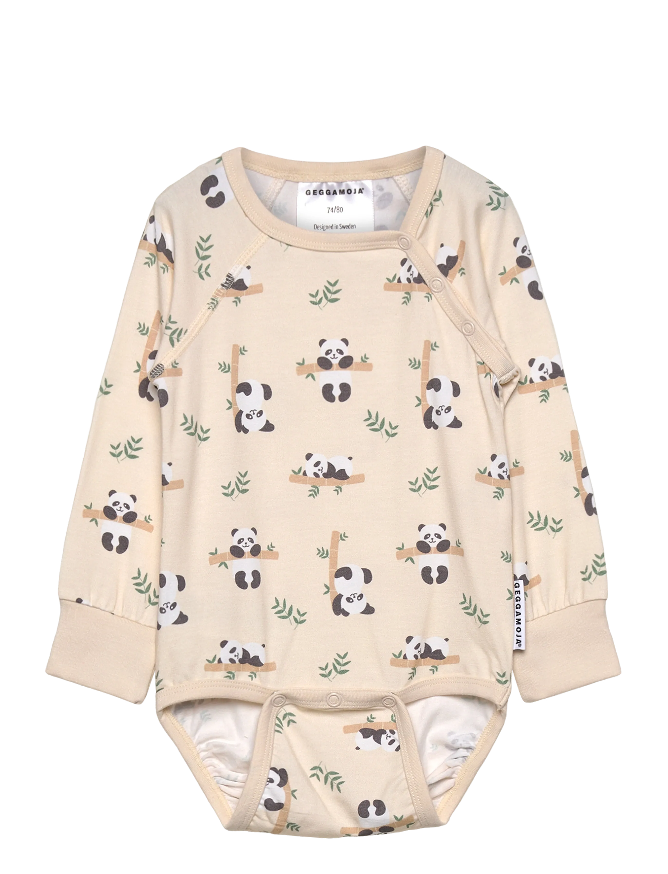 Geggamoja Bamboo Body, 74/80, Bodys, Beige - Long-sleeved Kinder