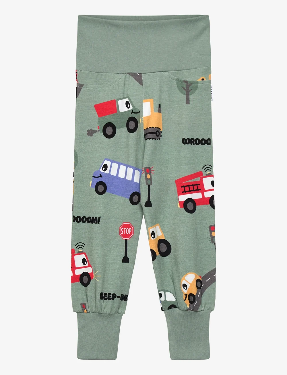 Geggamoja - Bamboo baby pants Green tractor - babybukser - green - 0