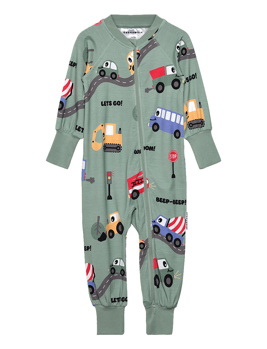 Geggamoja - Bamboo Two Way Zip Pyjamas - schlafoveralls - green - 0