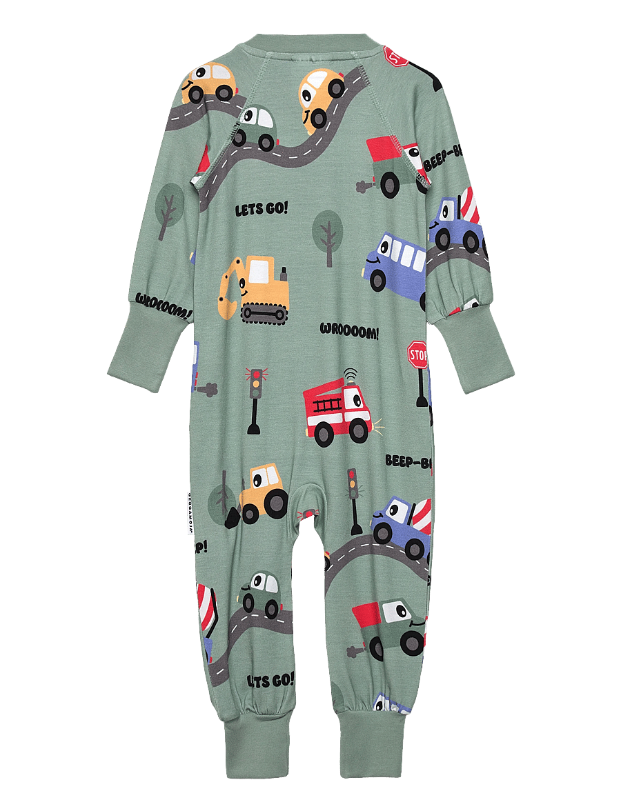 Geggamoja - Bamboo Two Way Zip Pyjamas - schlafoveralls - green - 1