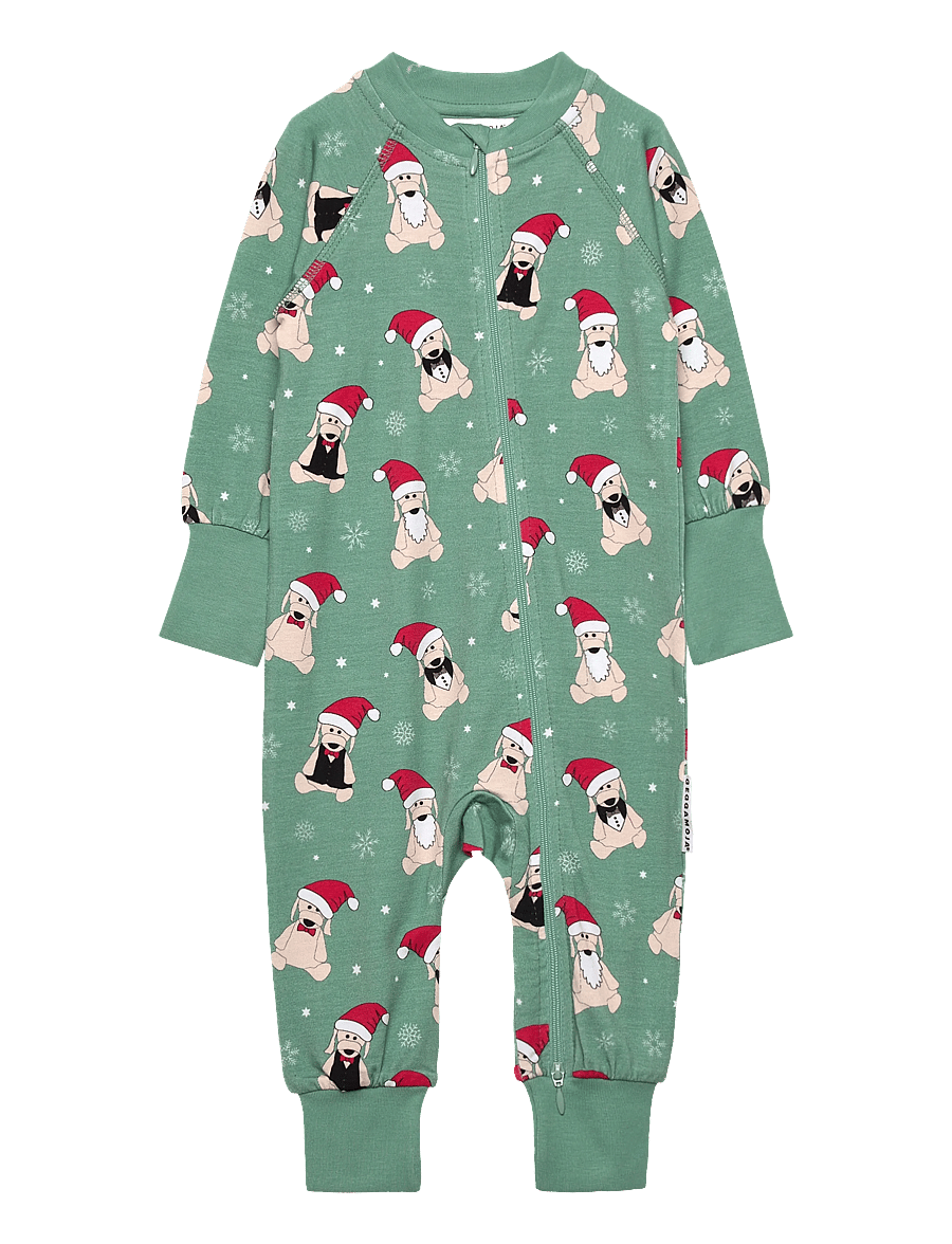 Geggamoja - Bamboo Two Way Zip Pyjamas - schlafoveralls - green - 0