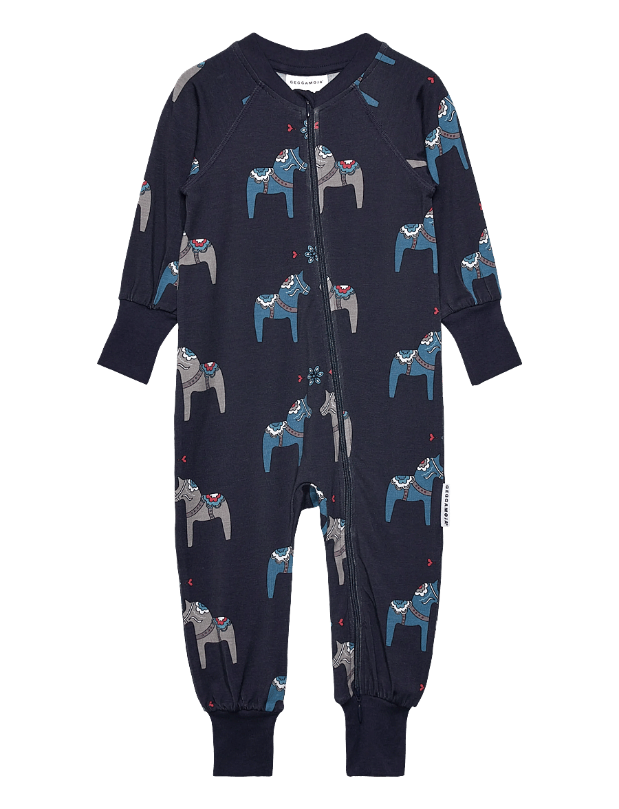 Geggamoja - Bamboo Two Way Zip Pyjamas - schlafoveralls - navy - 0