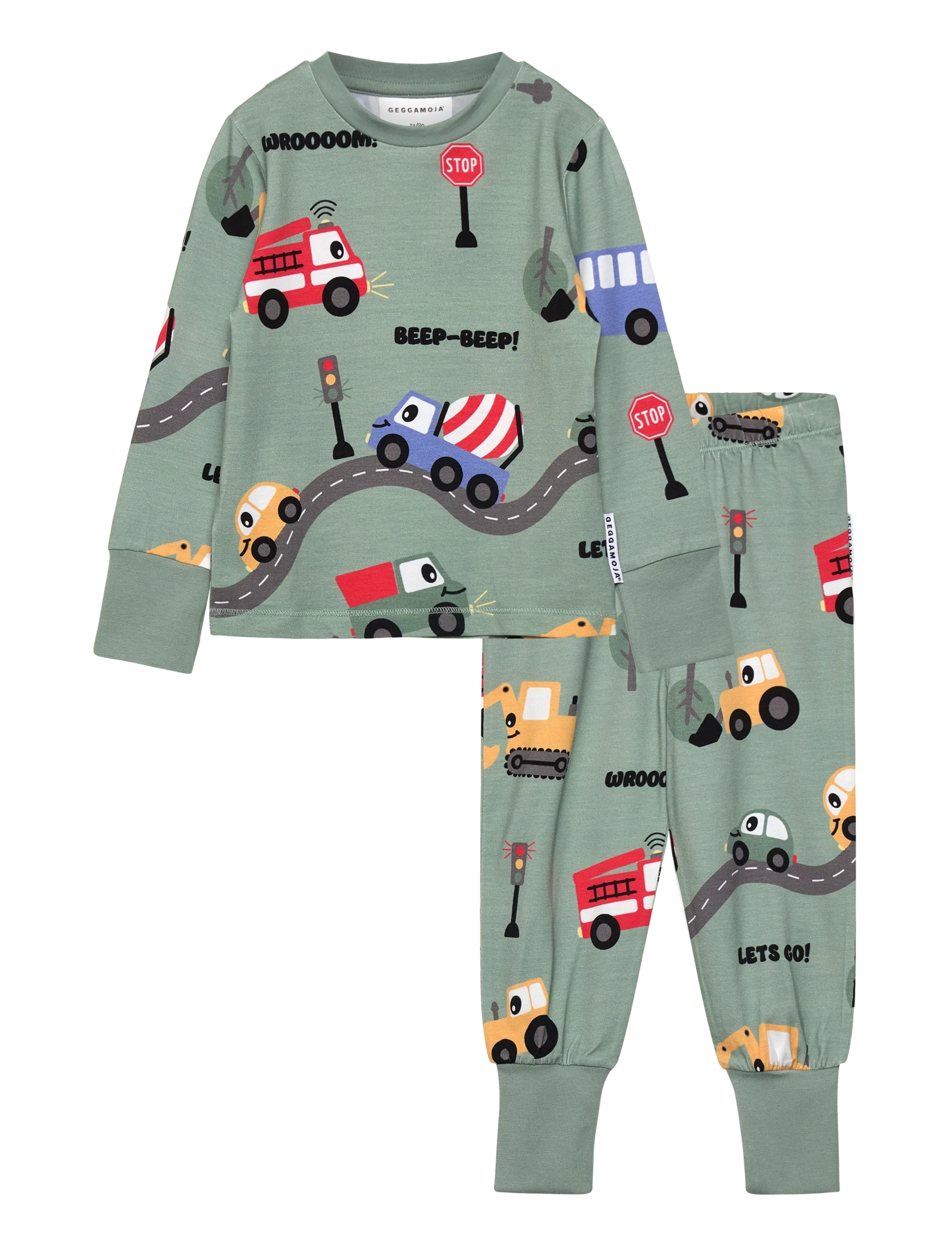 Geggamoja Bamboo Two Piece Pyjamas, Børn, Pyjamassæt, Grøn, Str: 134/140