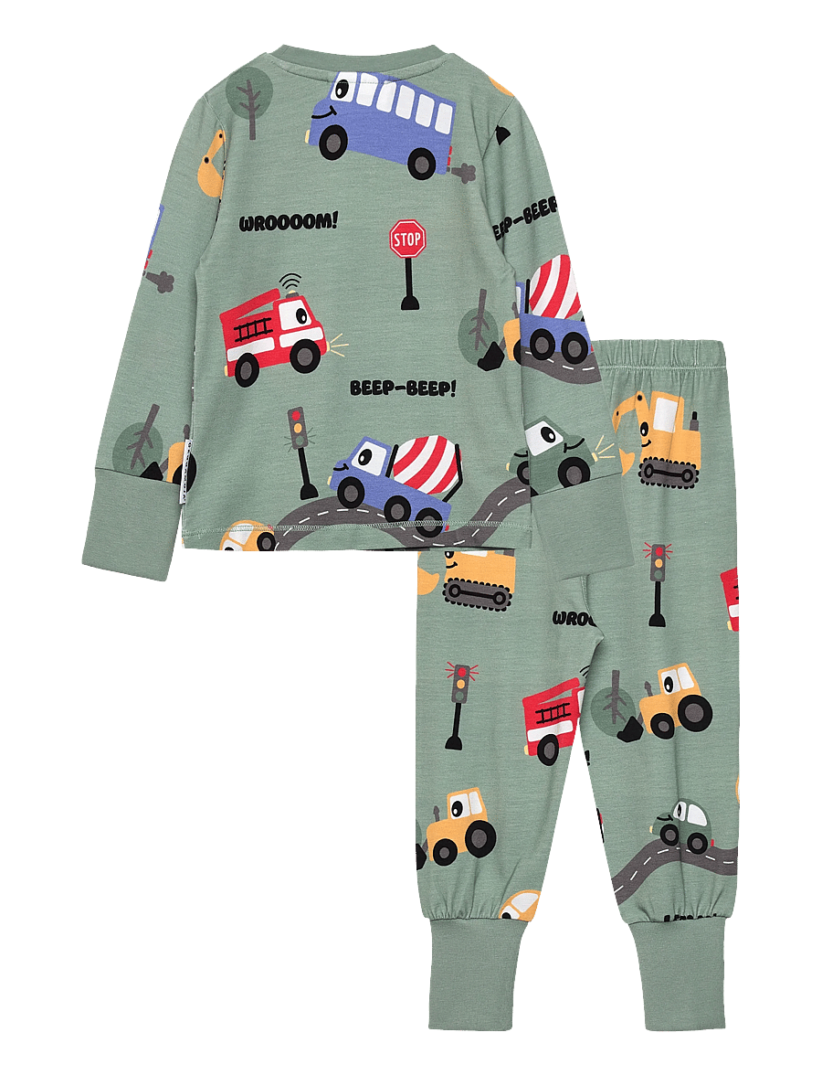 Geggamoja - Bamboo Two Piece Pyjamas - sett - green - 1