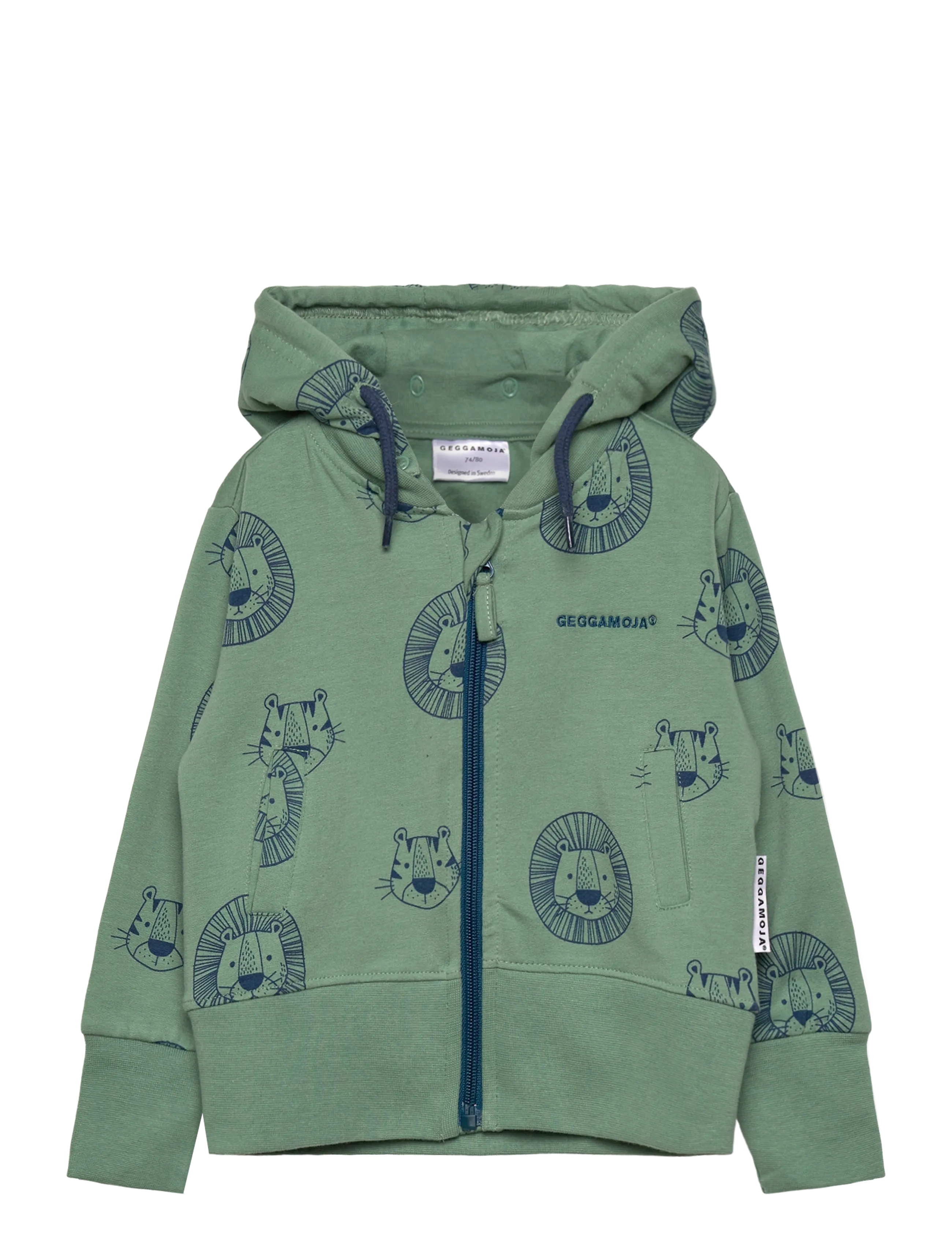 GEGGAMOJA College Hoodie Grün Tiger Grün - 122/128 - Kinder