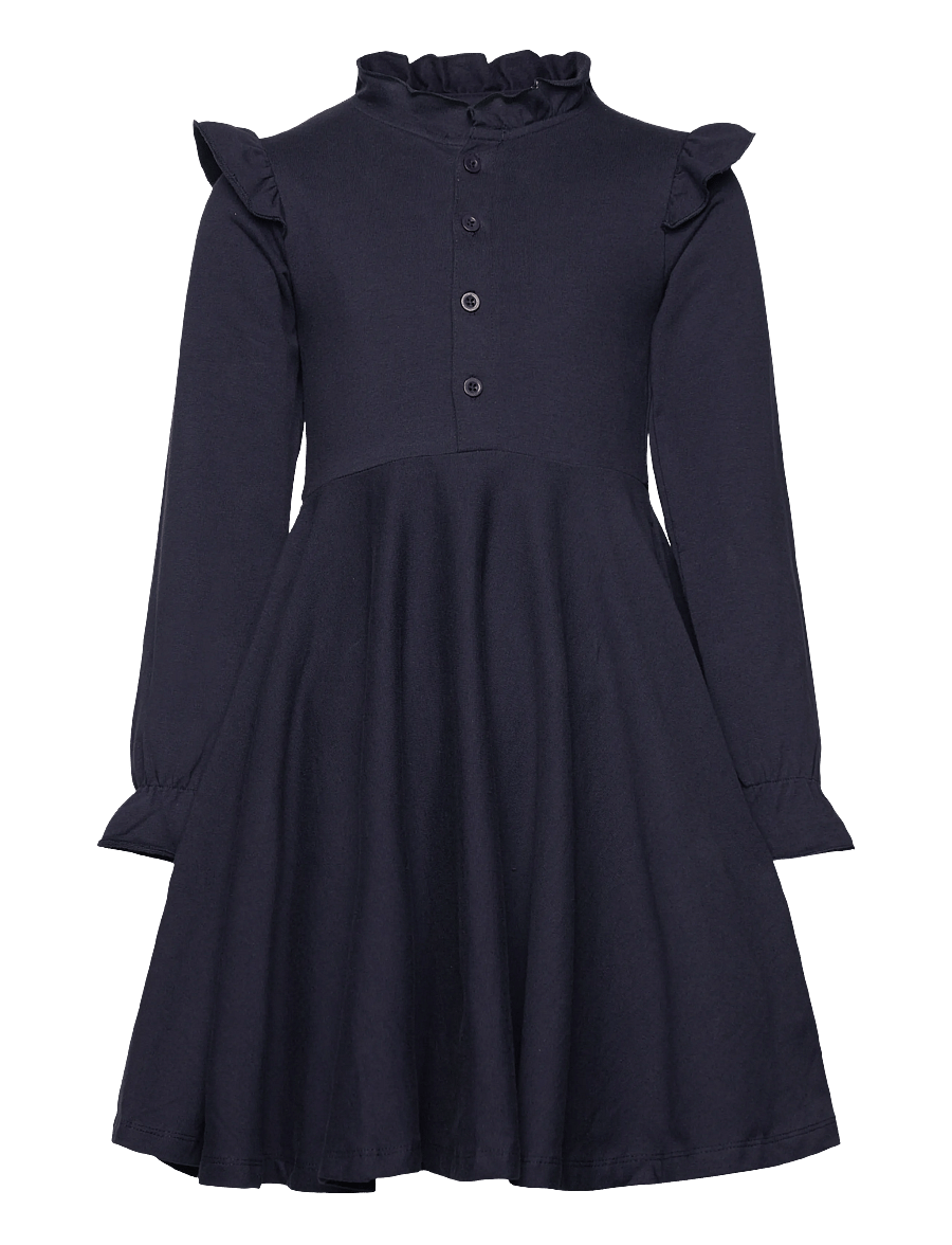 Geggamoja - Flounce Collar Dress - sukienki dla dziewczynek z długim rękawem - navy - 0