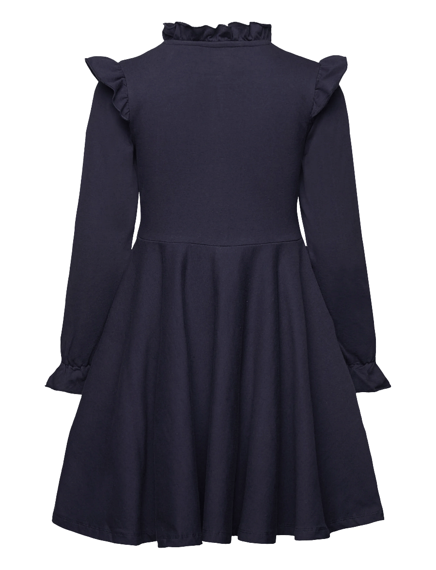 Geggamoja - Flounce Collar Dress - sukienki dla dziewczynek z długim rękawem - navy - 1