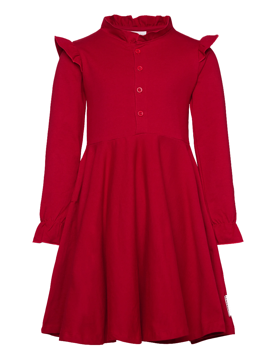Geggamoja - Flounce Collar Dress - kūdikių suknelės ilgomis rankovėmis - red - 0