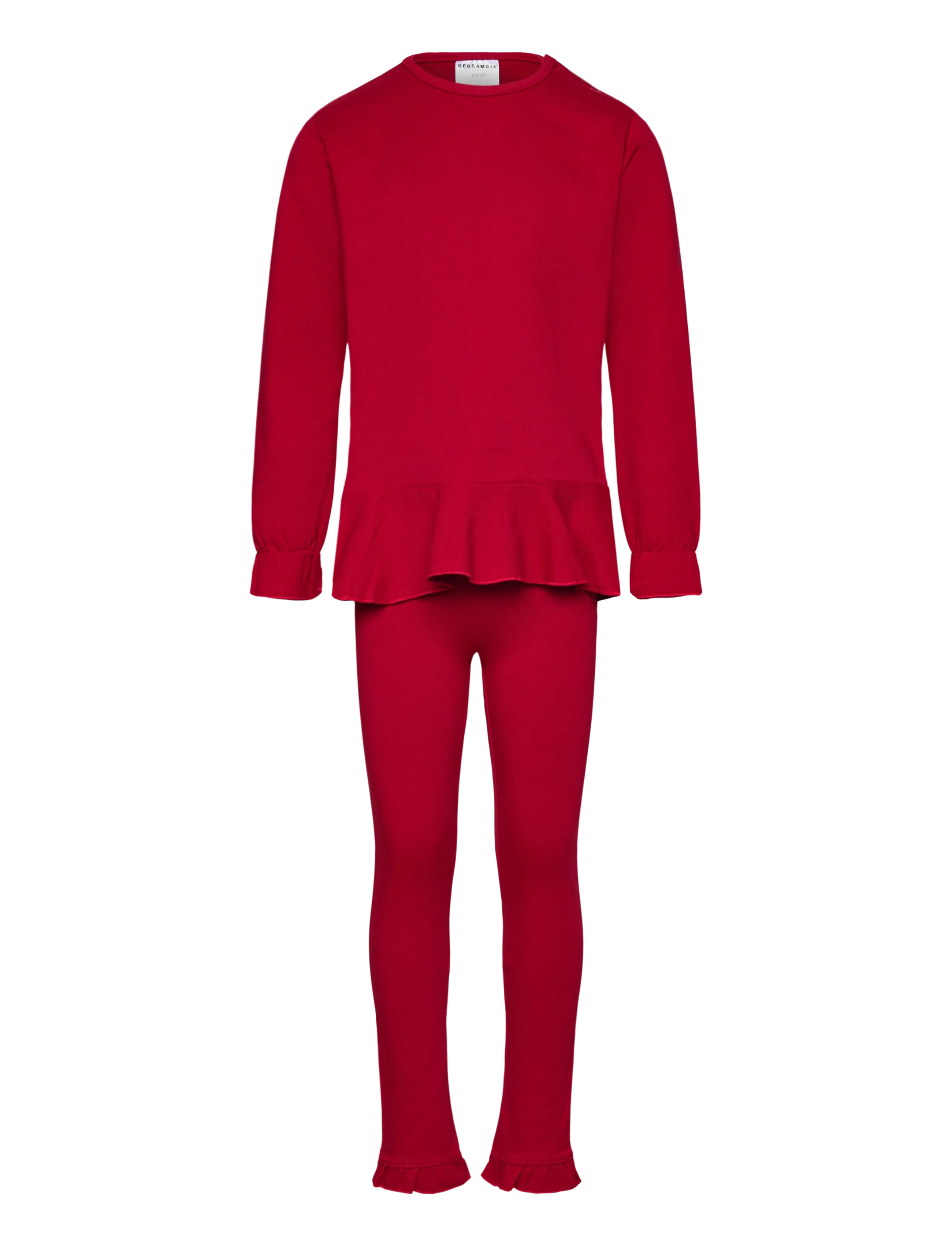 Geggamoja Flounce Set, 62/68, Red, Sæt > Sæt Med Langærmet T-Shirt, Børn