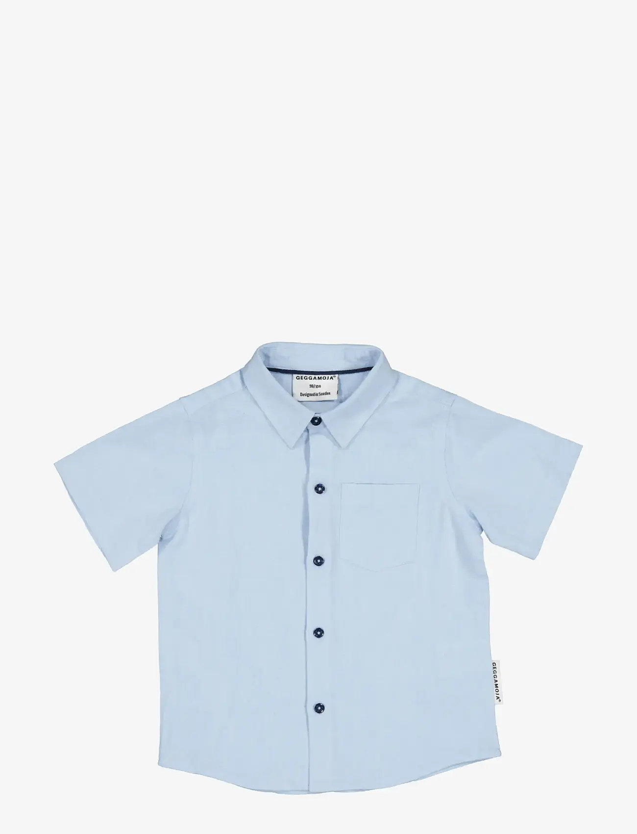Geggamoja - Linen Shirt Blue - kortærmede skjorter - light blue - 0