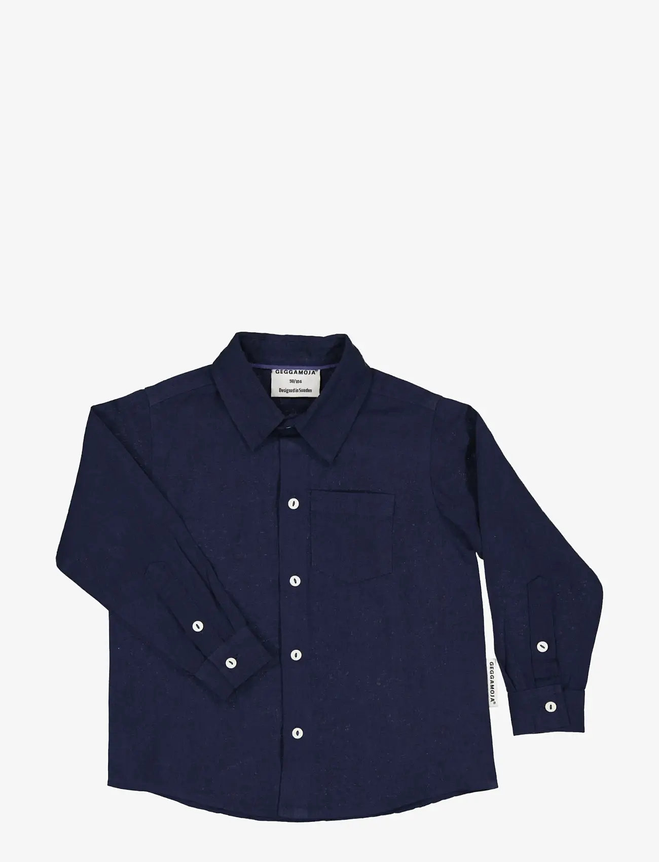 Geggamoja - Linen shirt L.S - långärmade skjortor - navy - 0