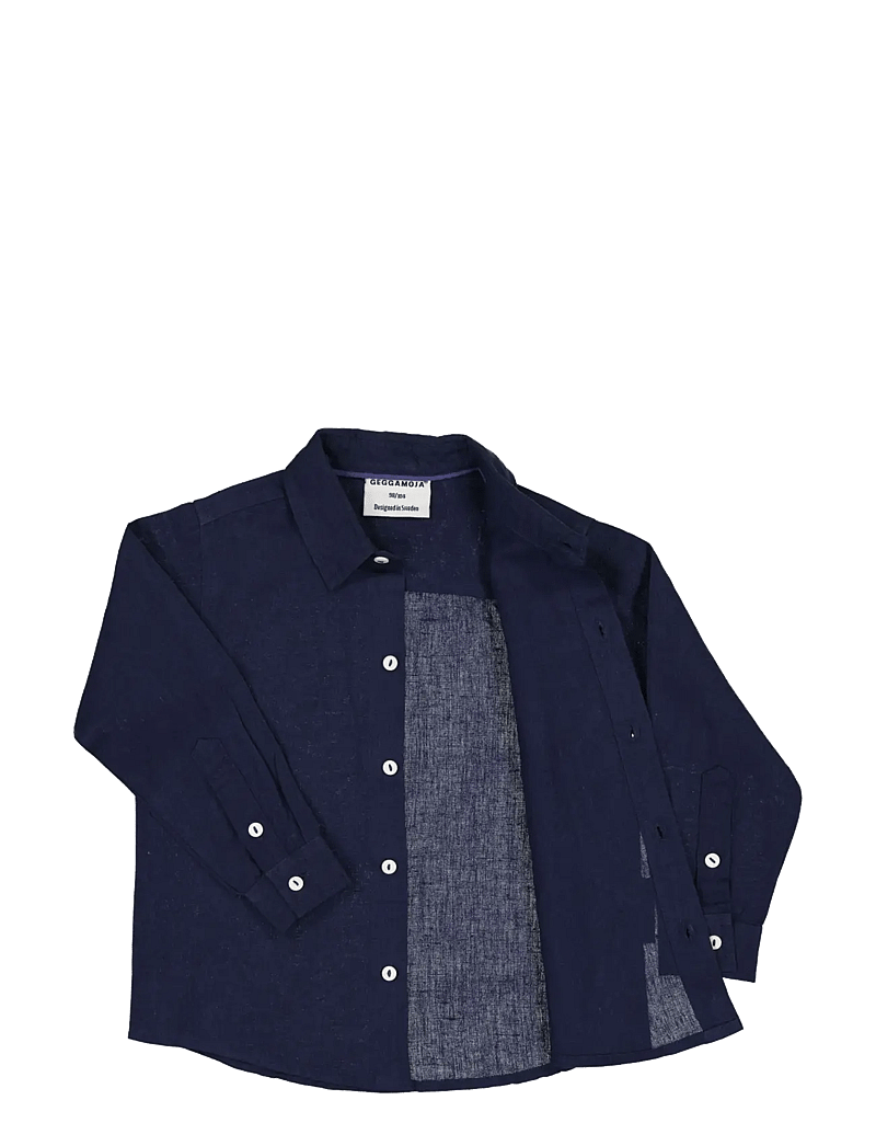 Geggamoja - Linen shirt L.S - långärmade skjortor - navy - 2