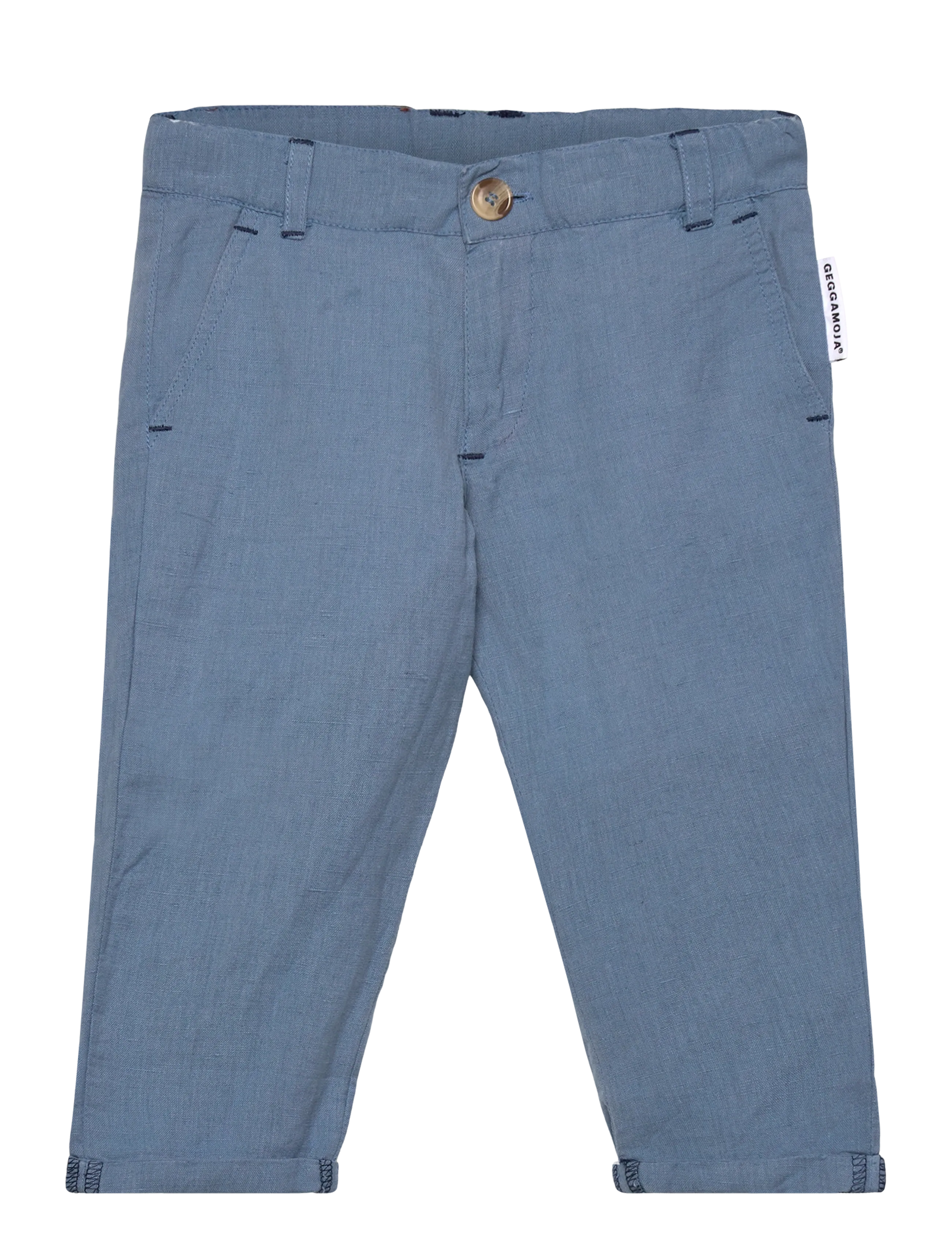 Geggamoja Linen Pants, Børn, Hør Ankelbukser, Blå, Str: 110/116