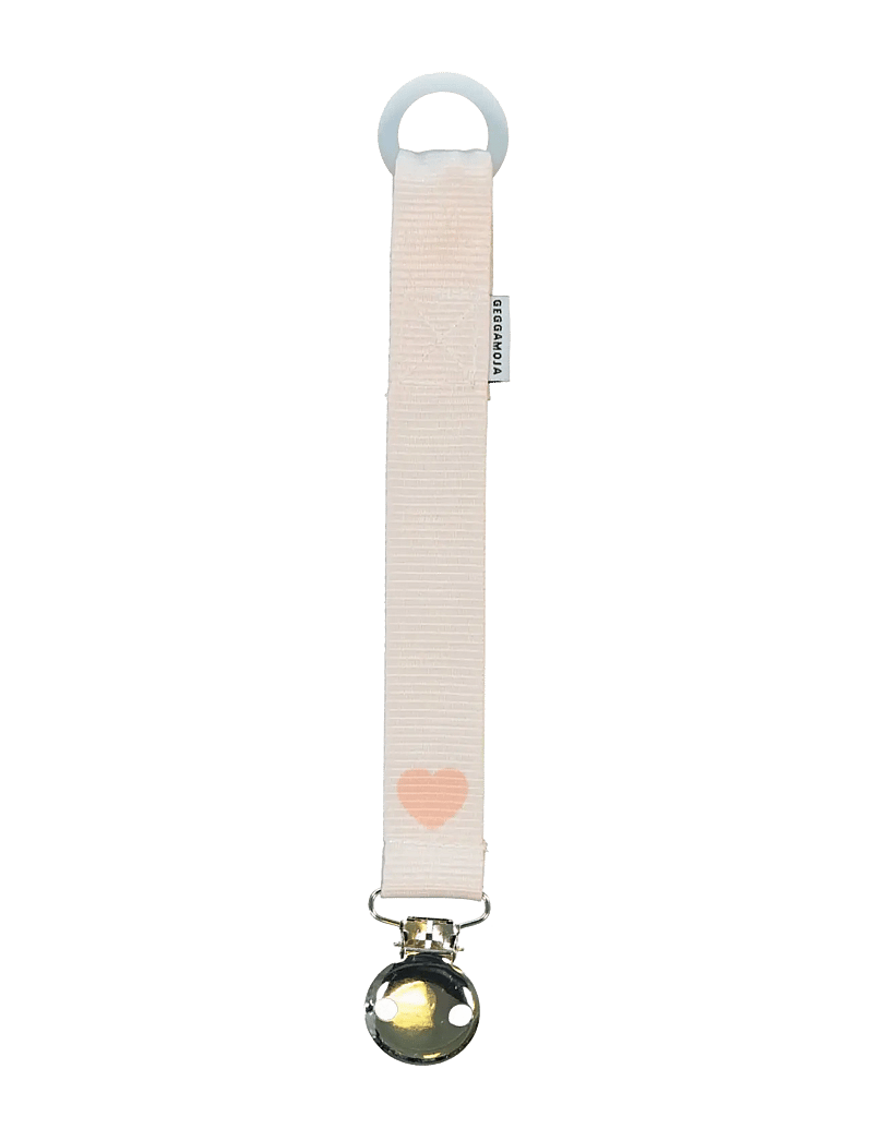 Geggamoja - Pacifier Holder - schnullerband - pink heart - 0