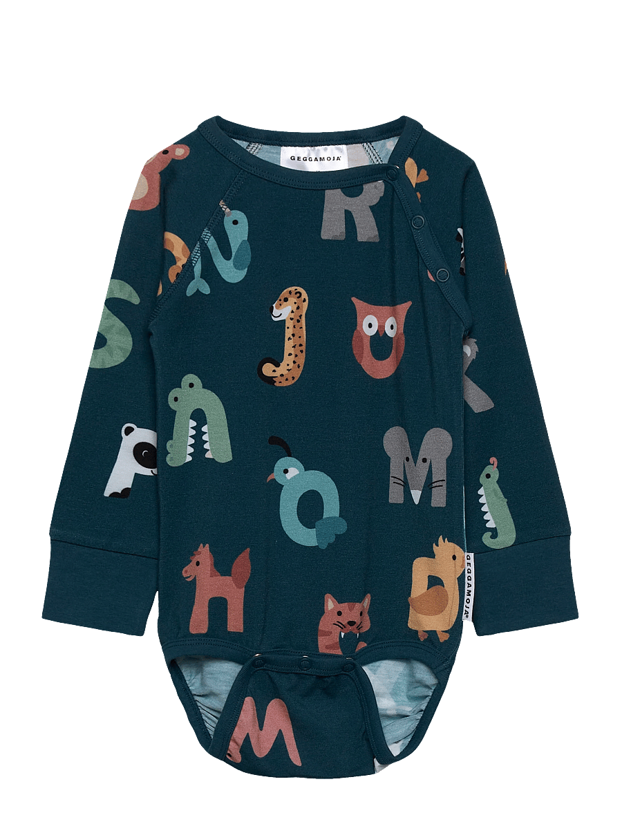 Geggamoja - Bamboo Body - langærmede bodyer - animal letters - 0