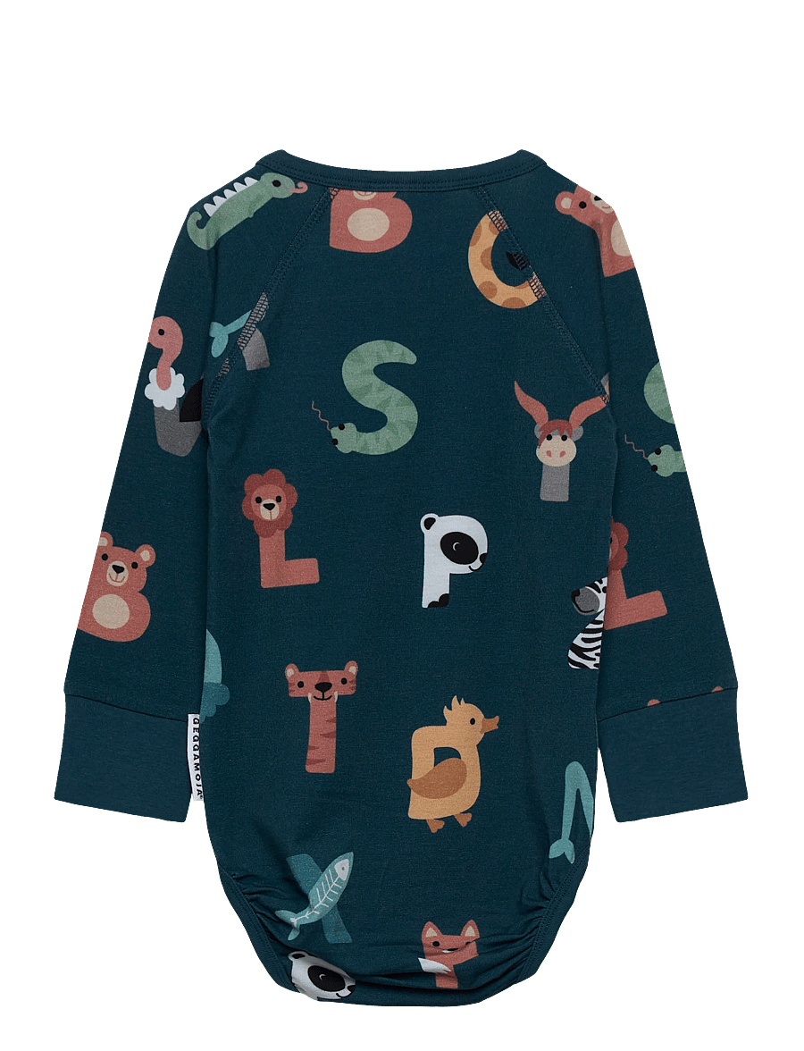 Geggamoja - Bamboo Body - langærmede bodyer - animal letters - 1
