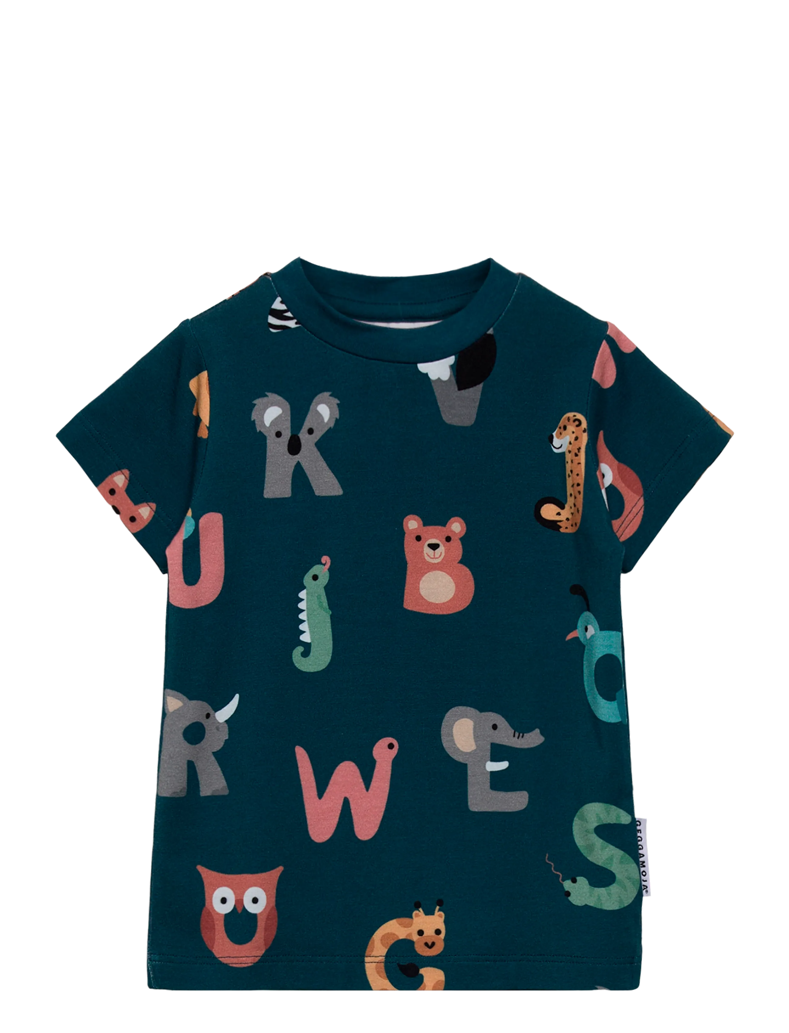 Geggamoja Bamboo T-shirt - Fatnaður - ANIMAL LETTERS / navy
