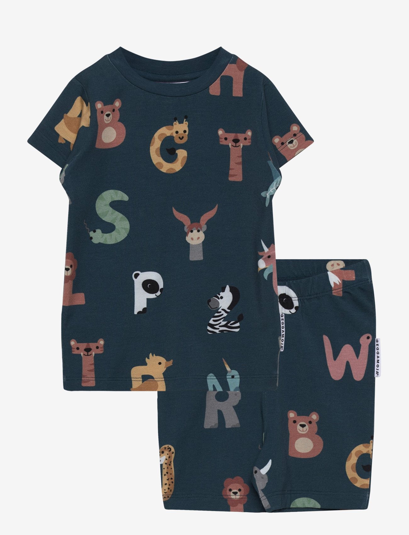 Geggamoja - Bamboo Set - sæt med kortærmet t-shirt - animal letters - 0
