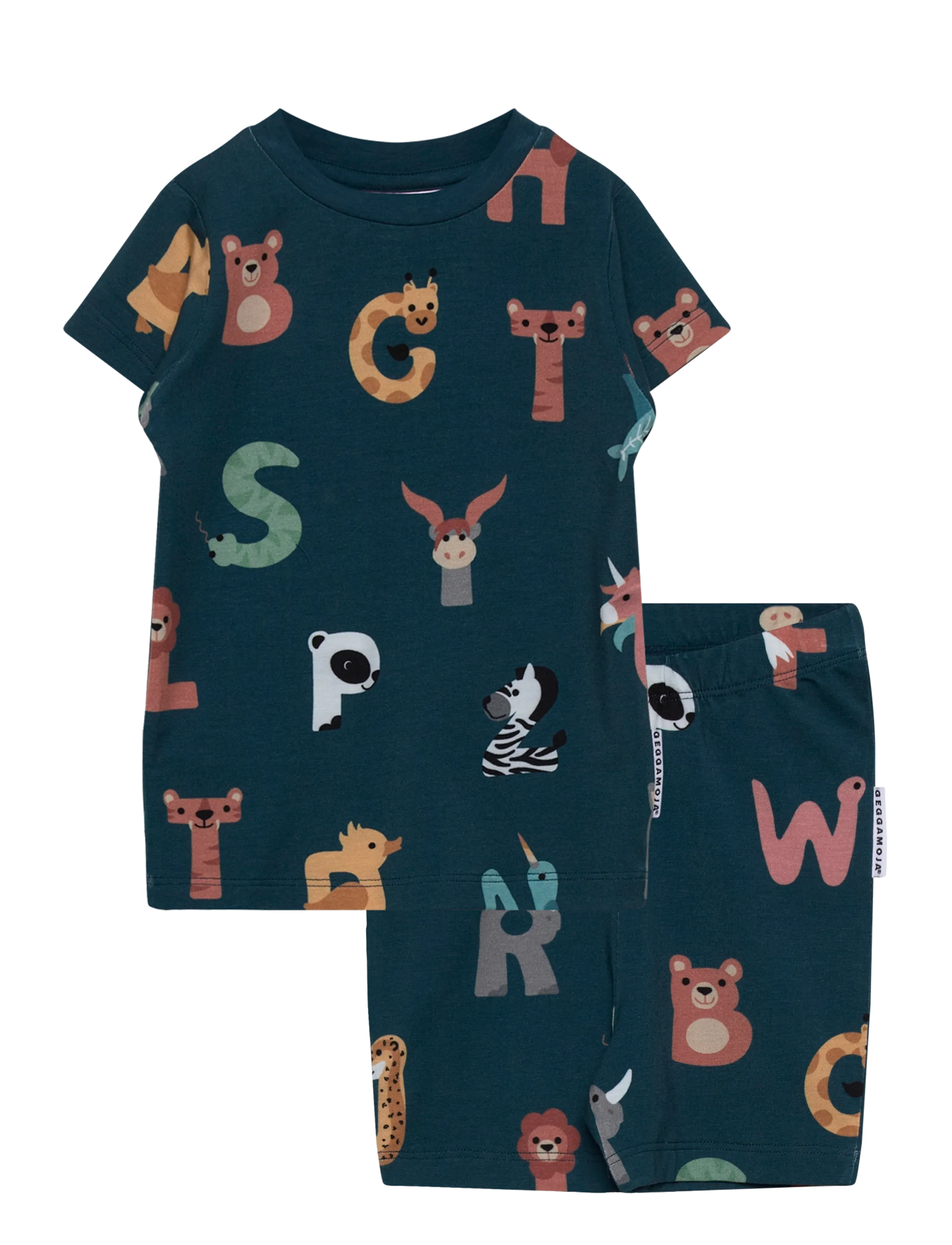 Geggamoja Bamboo Set - Sets - ANIMAL LETTERS / navy