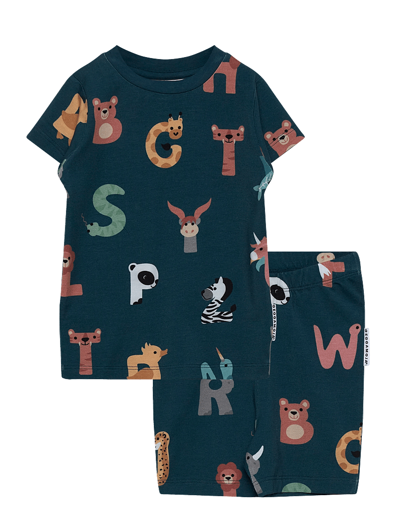 Geggamoja - Bamboo Set - sæt med kortærmet t-shirt - animal letters - 0