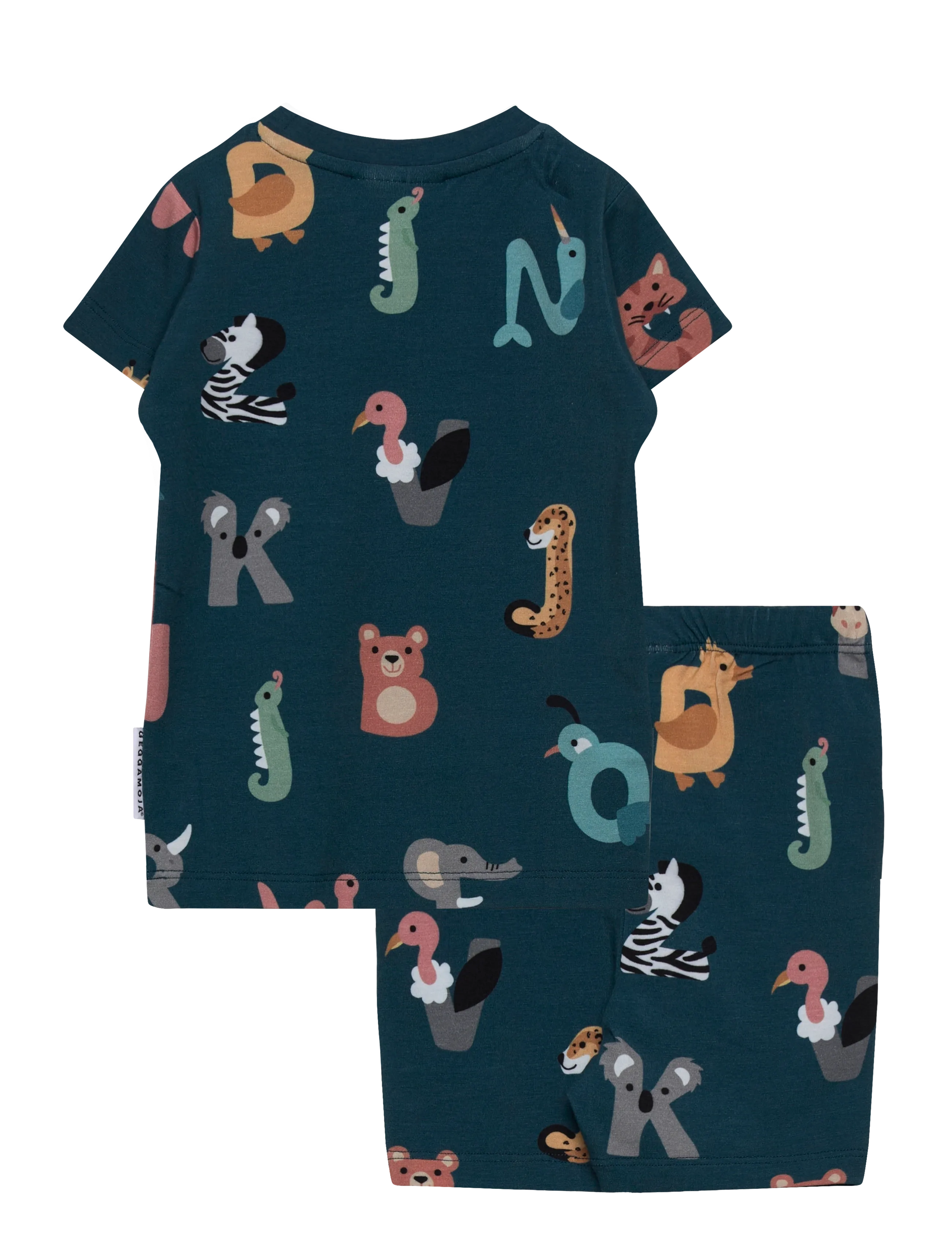 Geggamoja - Bamboo Set - sæt med kortærmet t-shirt - animal letters - 1