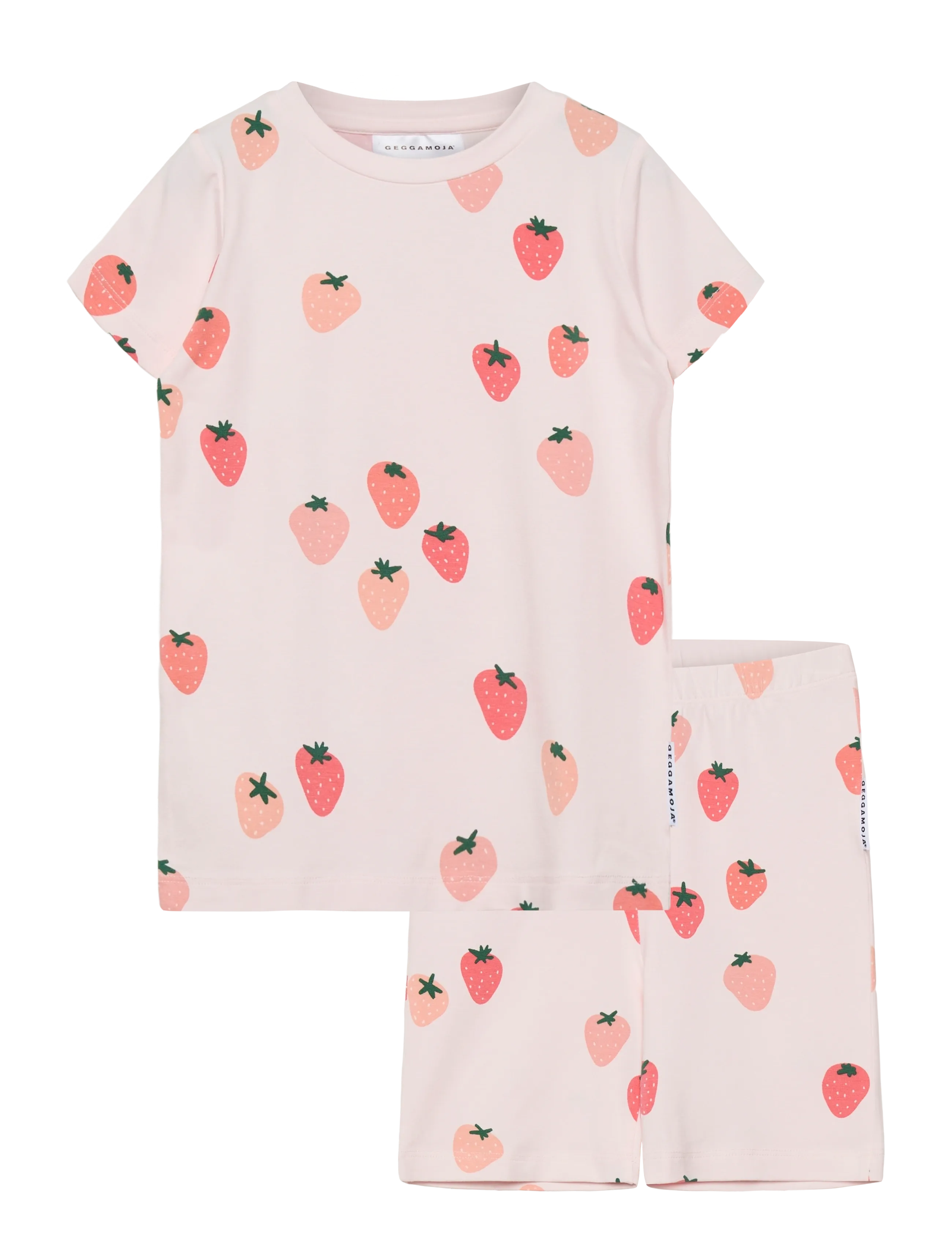Geggamoja Bamboo Set - Frugtprint - STRAWBERRY / pink/rose