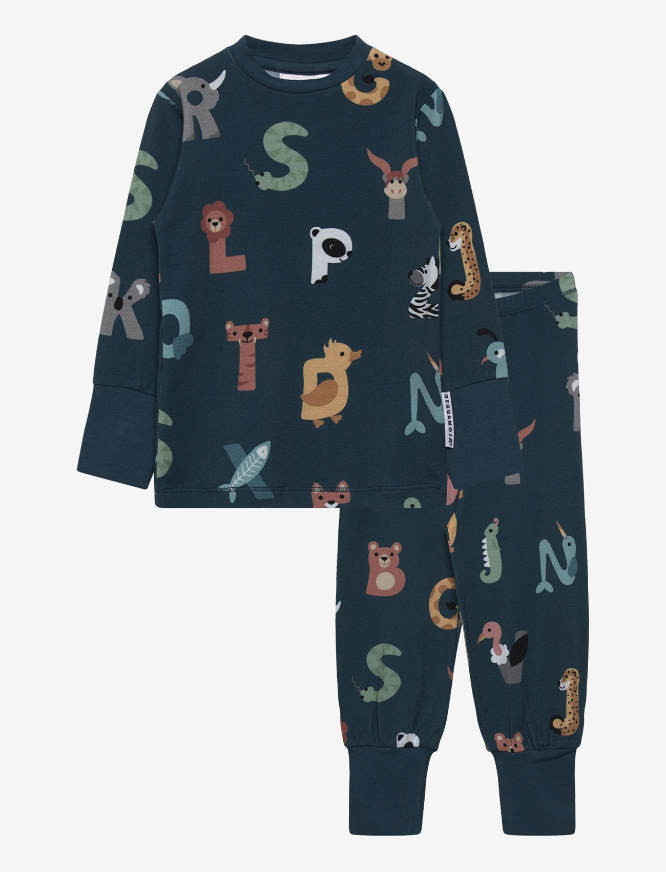Geggamoja - Bamboo Two Piece Pyjamas - pyjamassæt - animal letters - 0