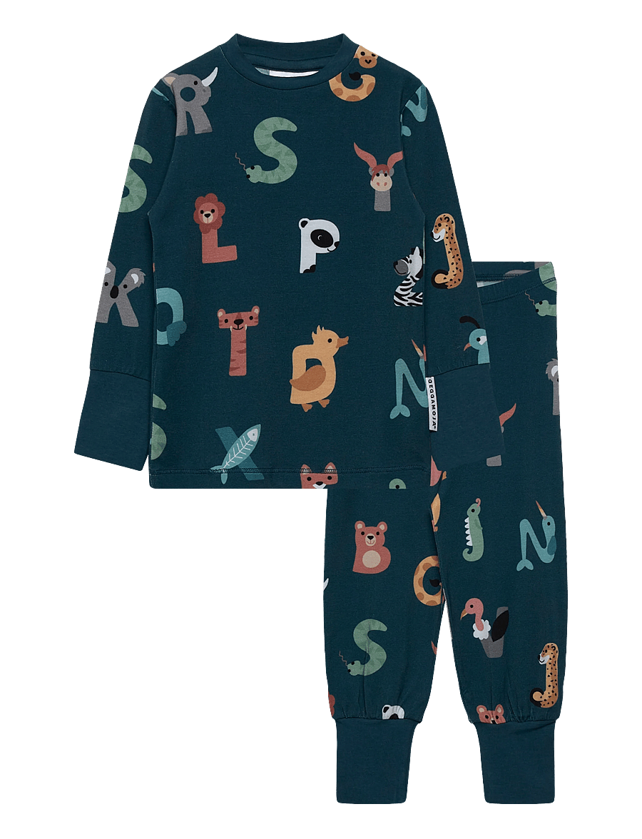 Geggamoja - Bamboo Two Piece Pyjamas - pyjama-sets - animal letters - 0