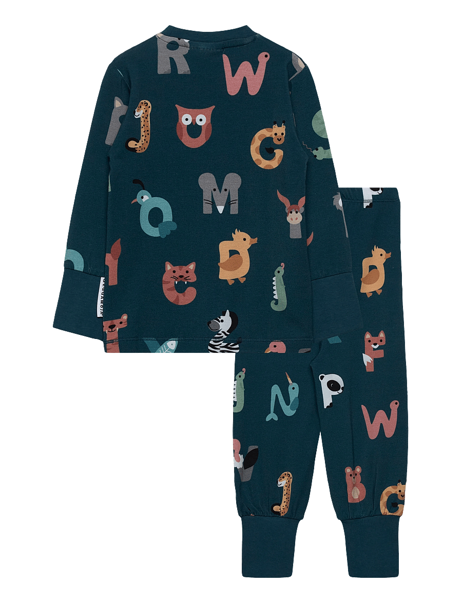 Geggamoja - Bamboo Two Piece Pyjamas - pyjama-sets - animal letters - 1
