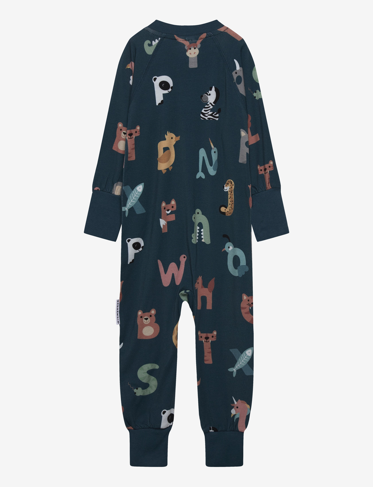 Geggamoja - Bamboo Two Way Zip Pyjamas - magamiskombinesoonid - animal letters - 1