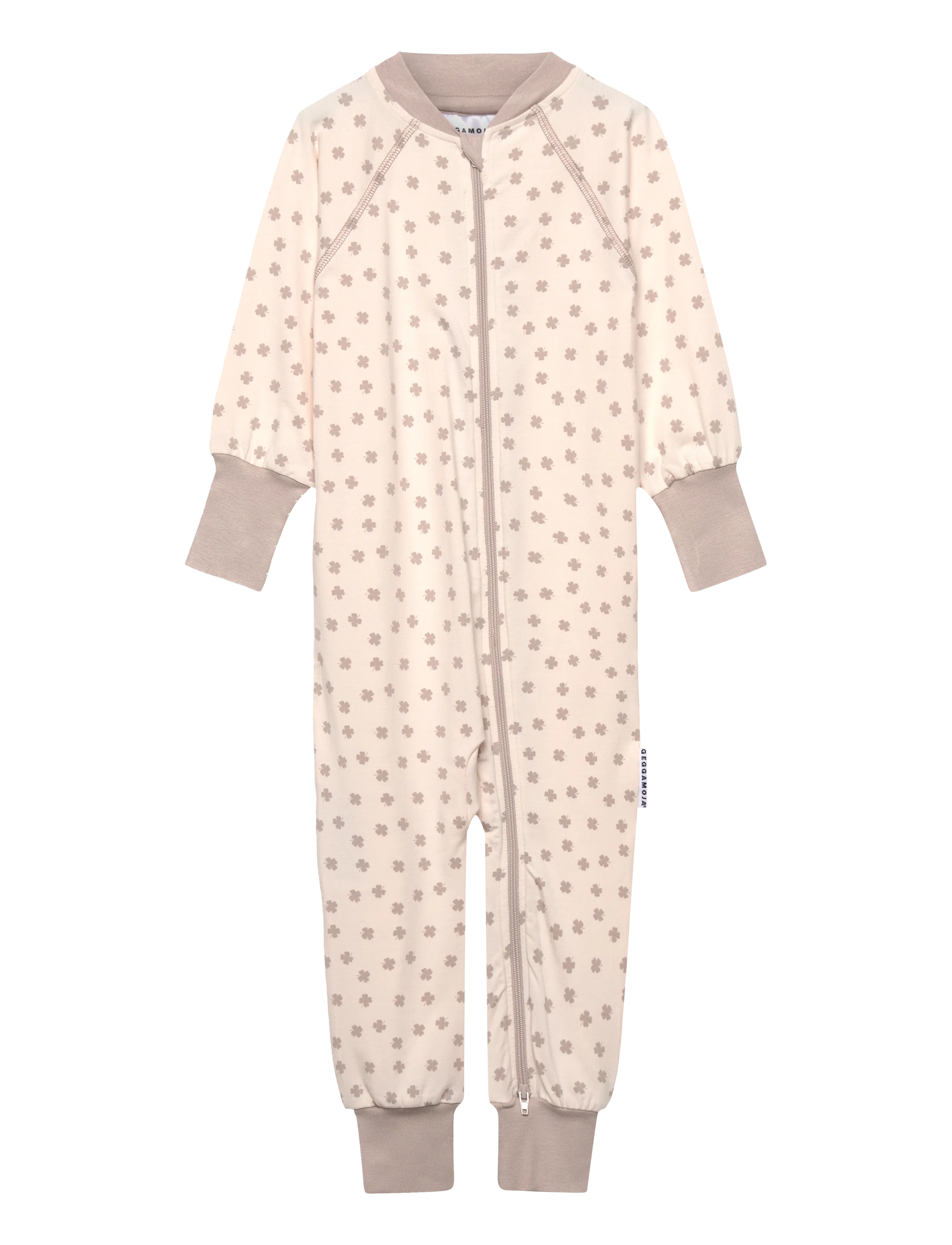 Geggamoja Bamboo Two Way Zip Pyjamas - Geggamoja - BEIGE MINI CLOVER / beige