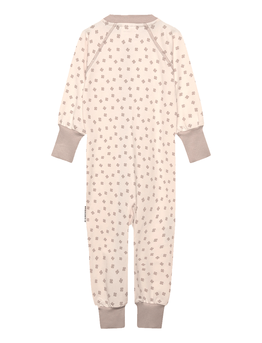 Geggamoja - Bamboo Two Way Zip Pyjamas - sovoveraller - beige mini clover - 1