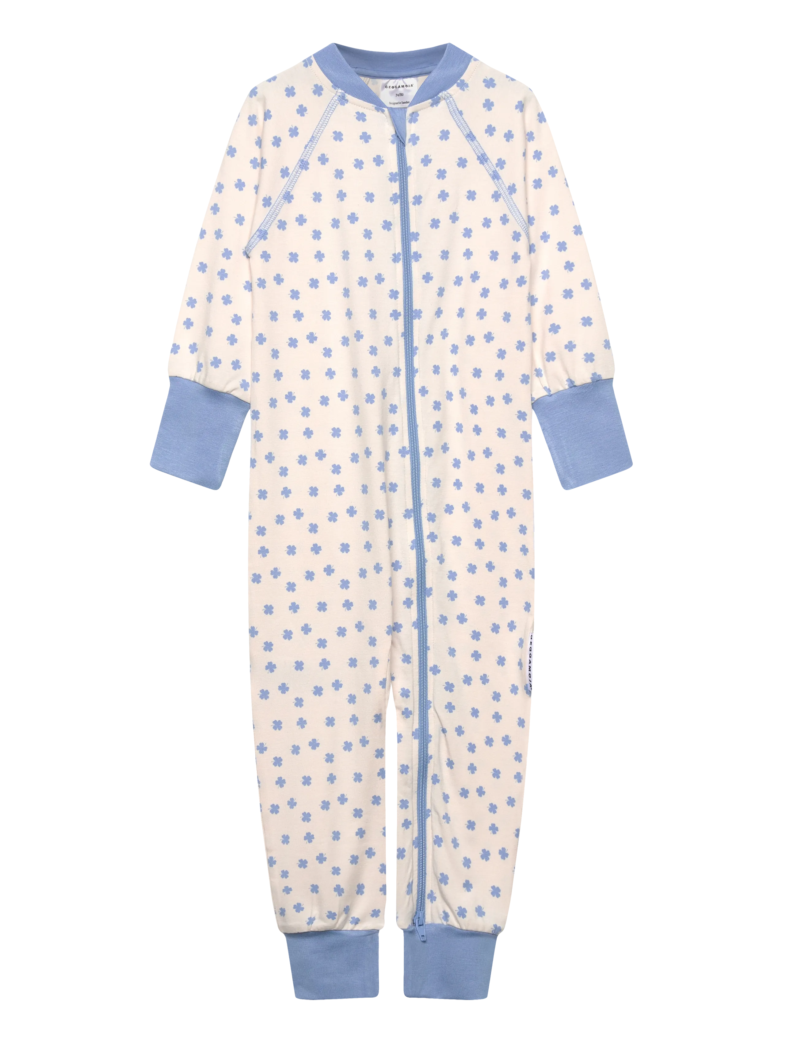 Geggamoja Bamboo Two Way Zip Pyjamas - Geggamoja - BLUE MINI CLOVER / blue