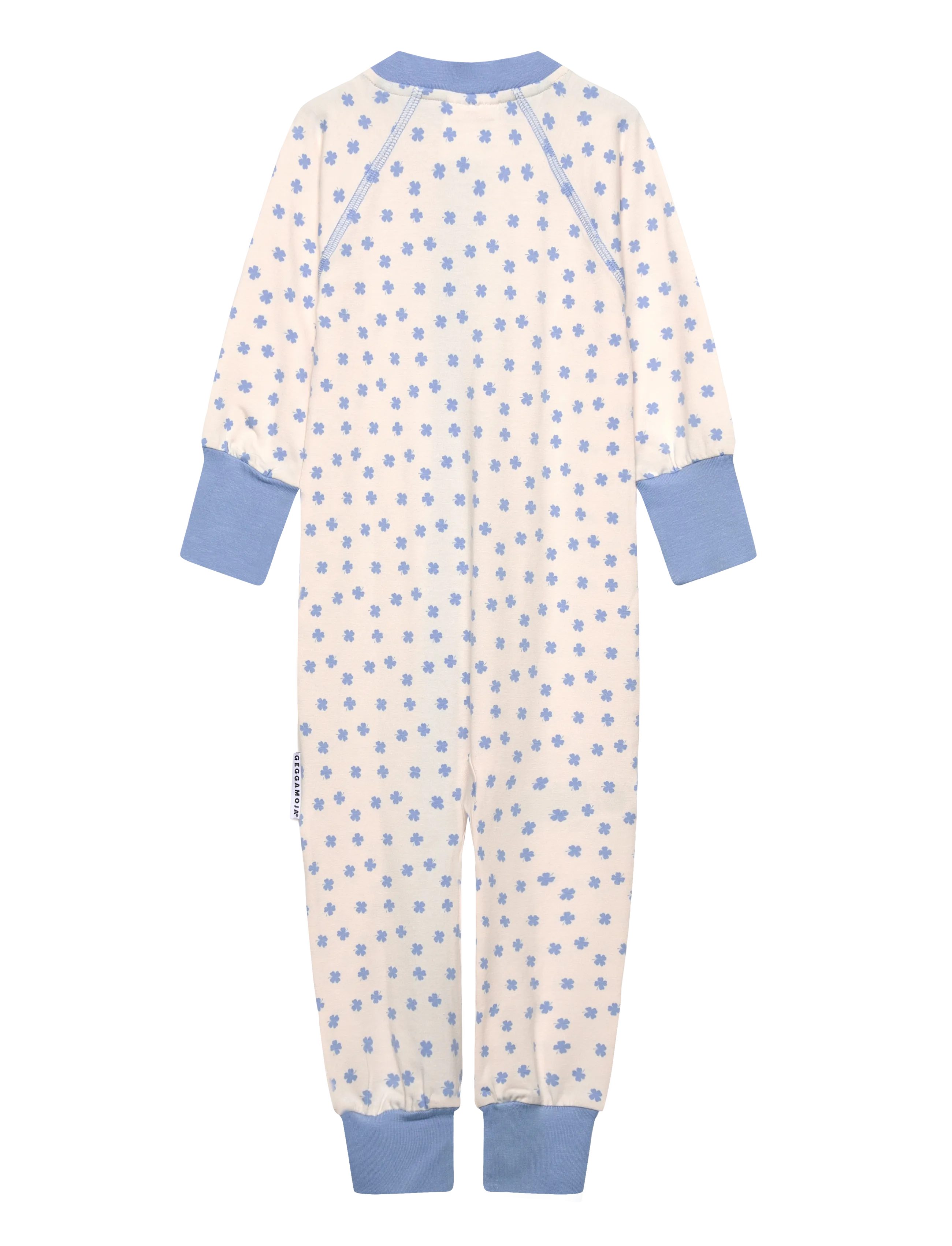 Geggamoja - Bamboo Two Way Zip Pyjamas - sleeping overalls - blue mini clover - 1