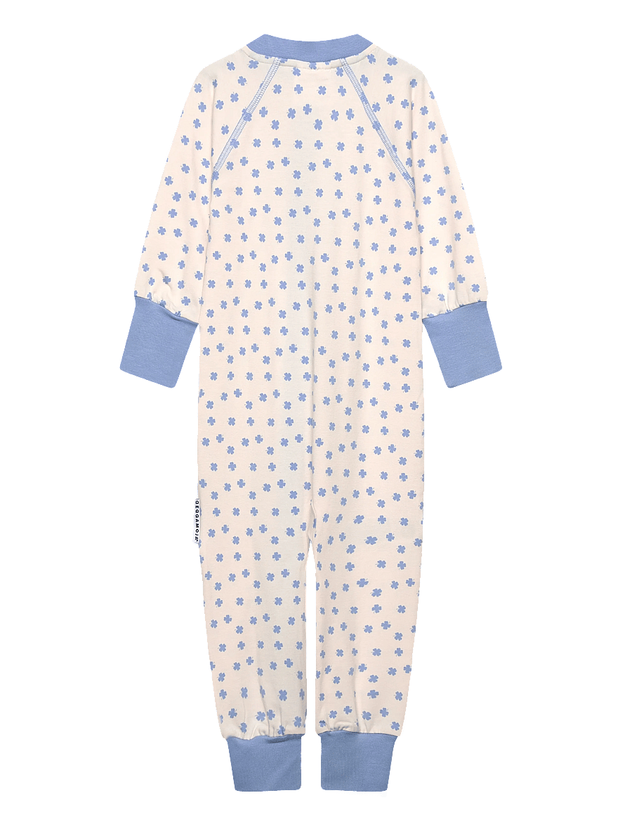 Geggamoja - Bamboo Two Way Zip Pyjamas - sovoveraller - blue mini clover - 1