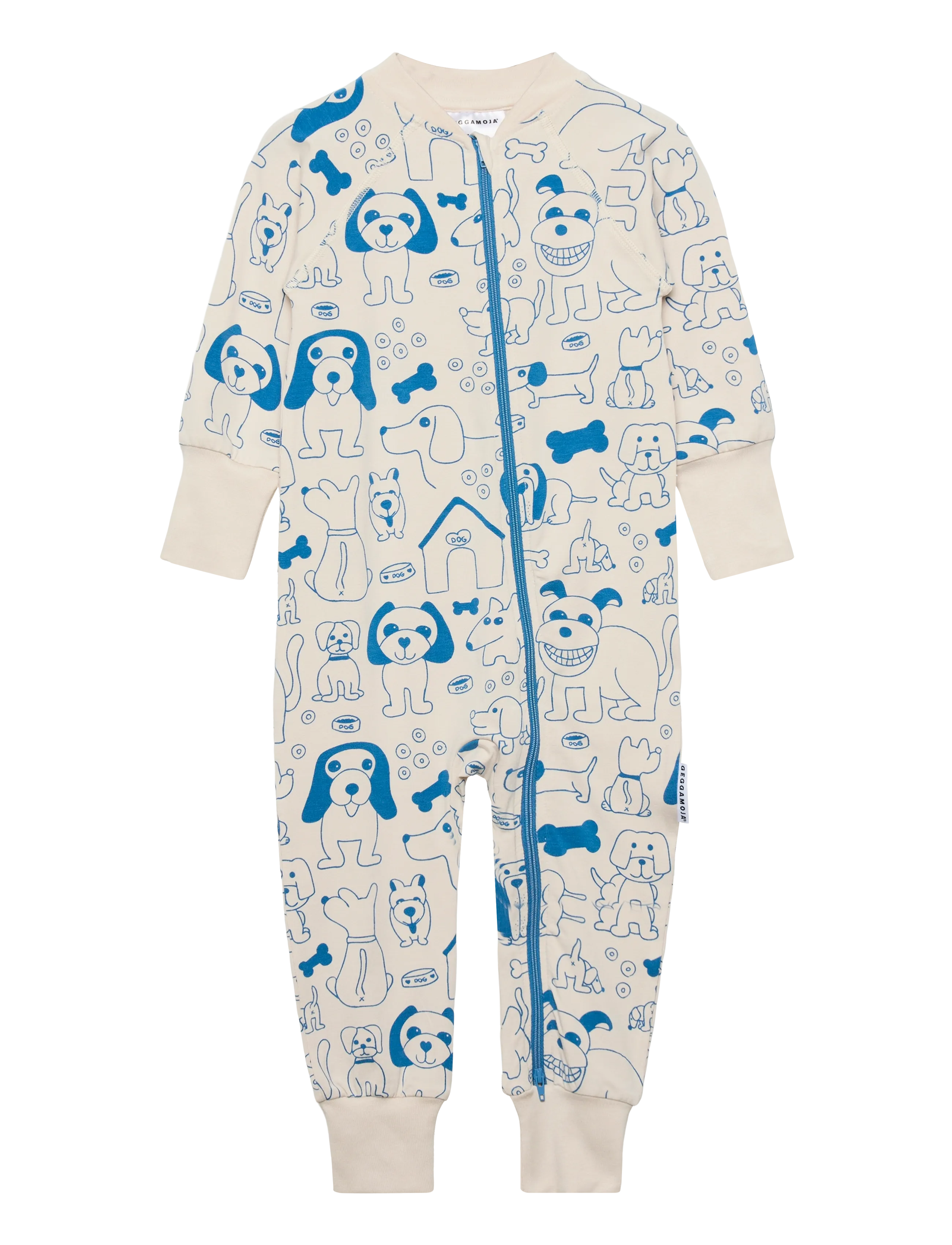 Geggamoja Bamboo Two Way Zip Pyjamas - Geggamoja - DOGS / cream
