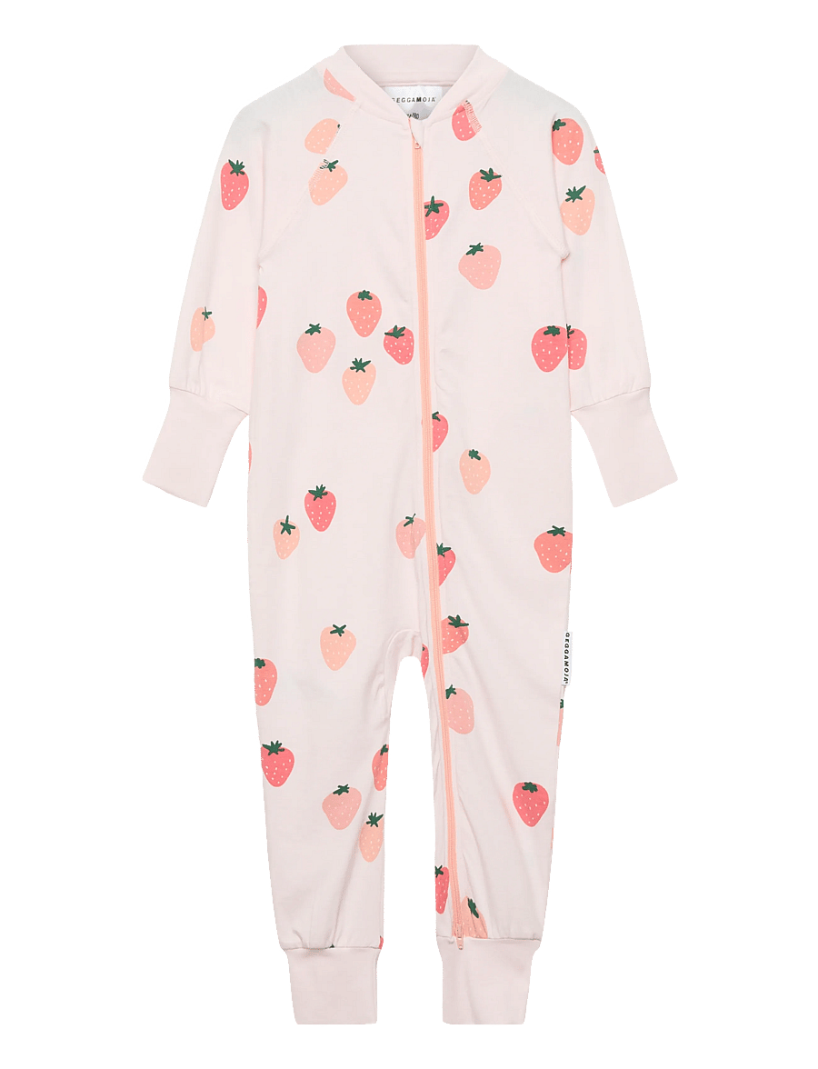 Geggamoja - Bamboo Two Way Zip Pyjamas - sovoveraller - strawberry - 0